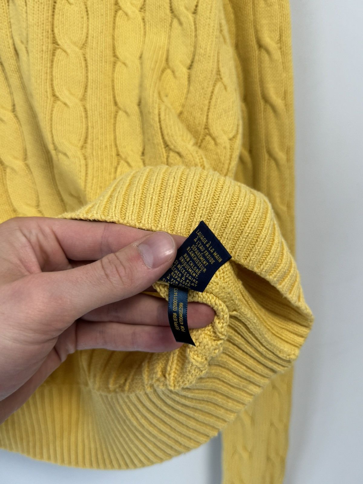 Polo Ralph Lauren Polo Ralph Lauren Men's Lambswool Sweater Yellow Cable Knit Size US XL / EU 56 / 4 - 12 Thumbnail
