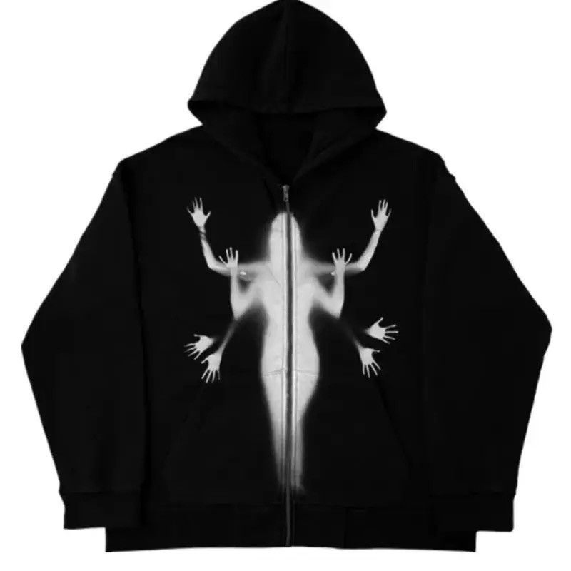 Japanese Brand × Vintage Vintage Streetwear Hip Hop Oversized Hooded Jacket Gothic Size US L / EU 52-54 / 3 - 1 Thumbnail