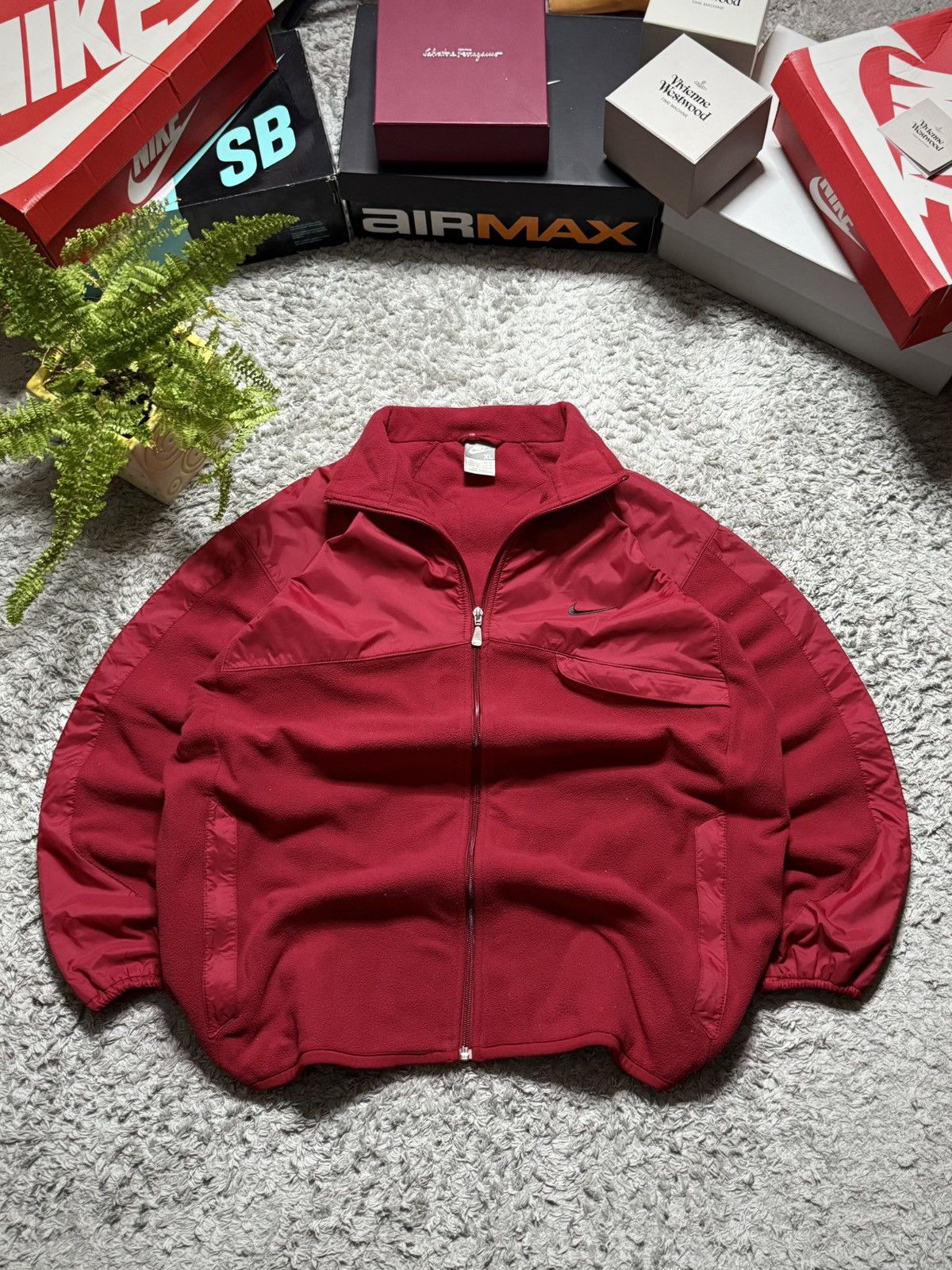 Nike 00s Nike Fleece Jacket Retro Hoodie Swoosh Vintage Size US XL / EU 56 / 4 - 1 Thumbnail