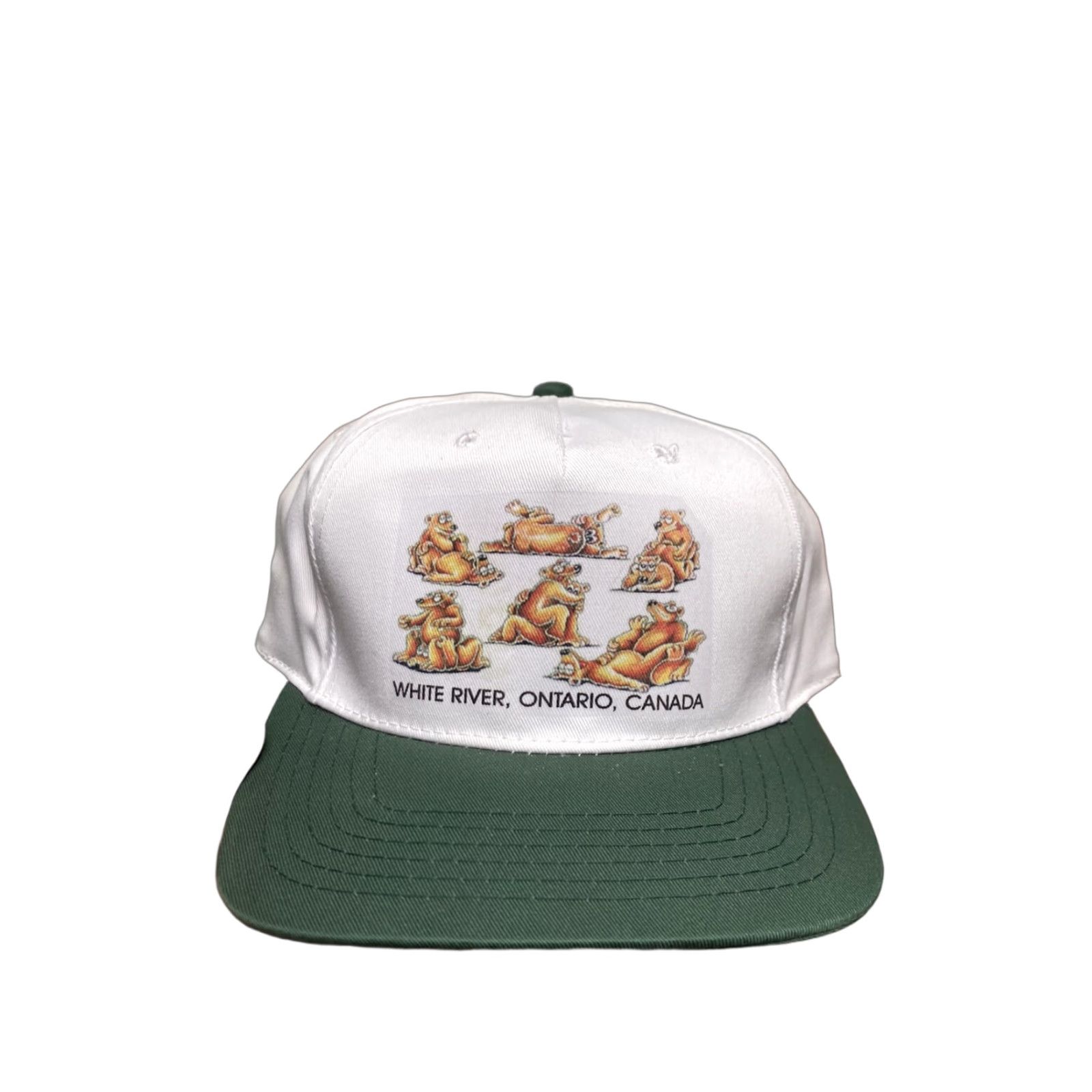 Vintage VINTAGE Animal White Snapback Hats Bear River Ontario Canada Adjustable Cap Men White Animal Bears Snapback Cap Men Size ONE SIZE - 1 Thumbnail