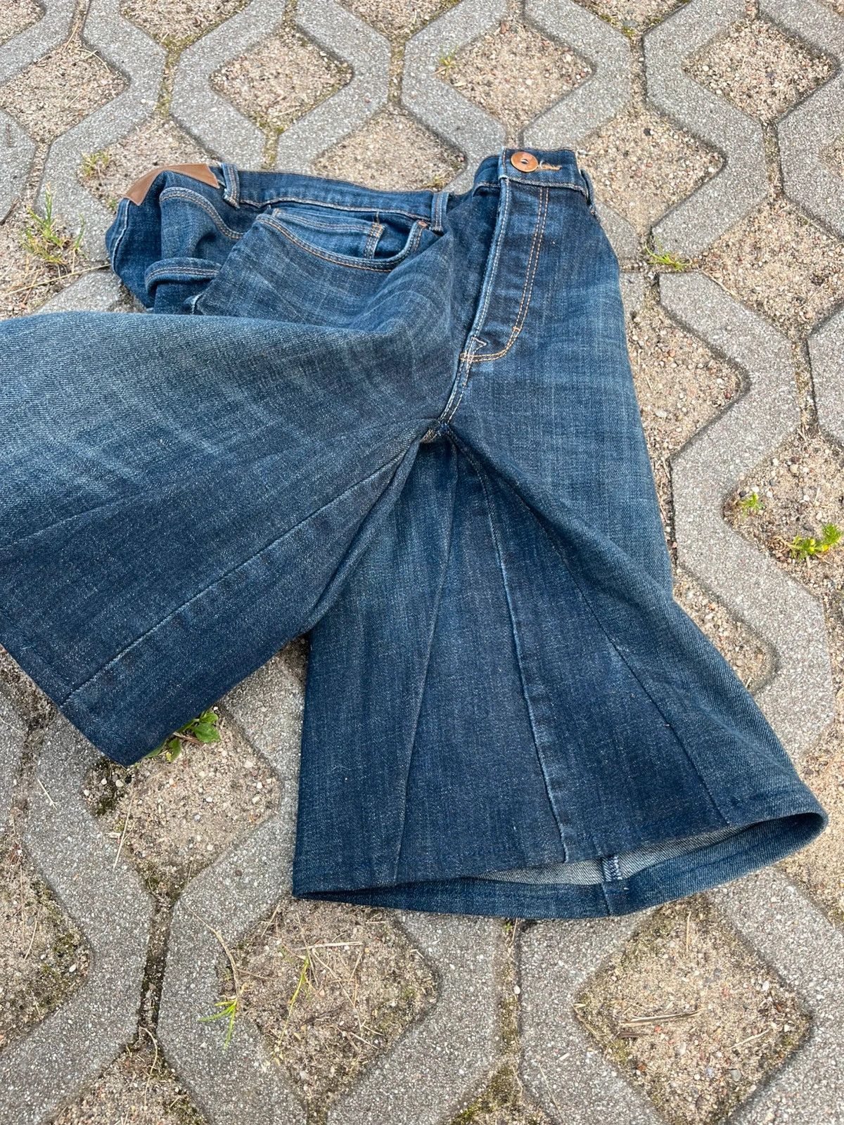 Handmade Vintage Custom Reworked Upcycled Denim Baggy Shorts Size US 32 / EU 48 - 5 Thumbnail