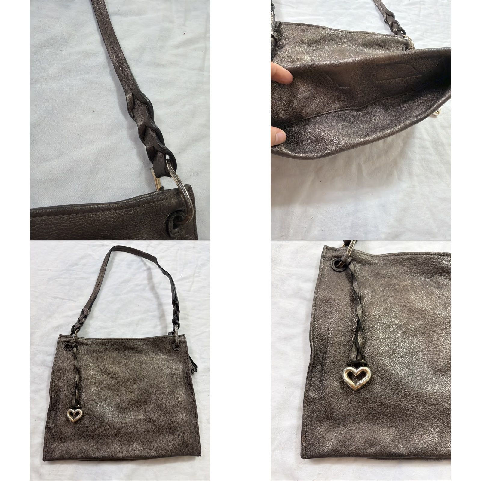 Brighton Brighton Ferrara Gun Metal Embossed Leather Medallion Shoulder Bag Purse Size ONE SIZE - 8 Thumbnail