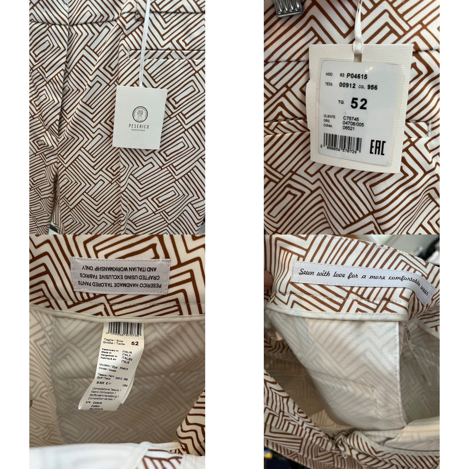 Peserico Peserico Cropped Trousers Women Regular-fit Multicolor Geometric Print High Waist Zip Front Pockets 16 US 52 EU Camel-Butter SUMMER 23 Italy Designer Size 38" / US 16 / IT 52 - 8 Thumbnail