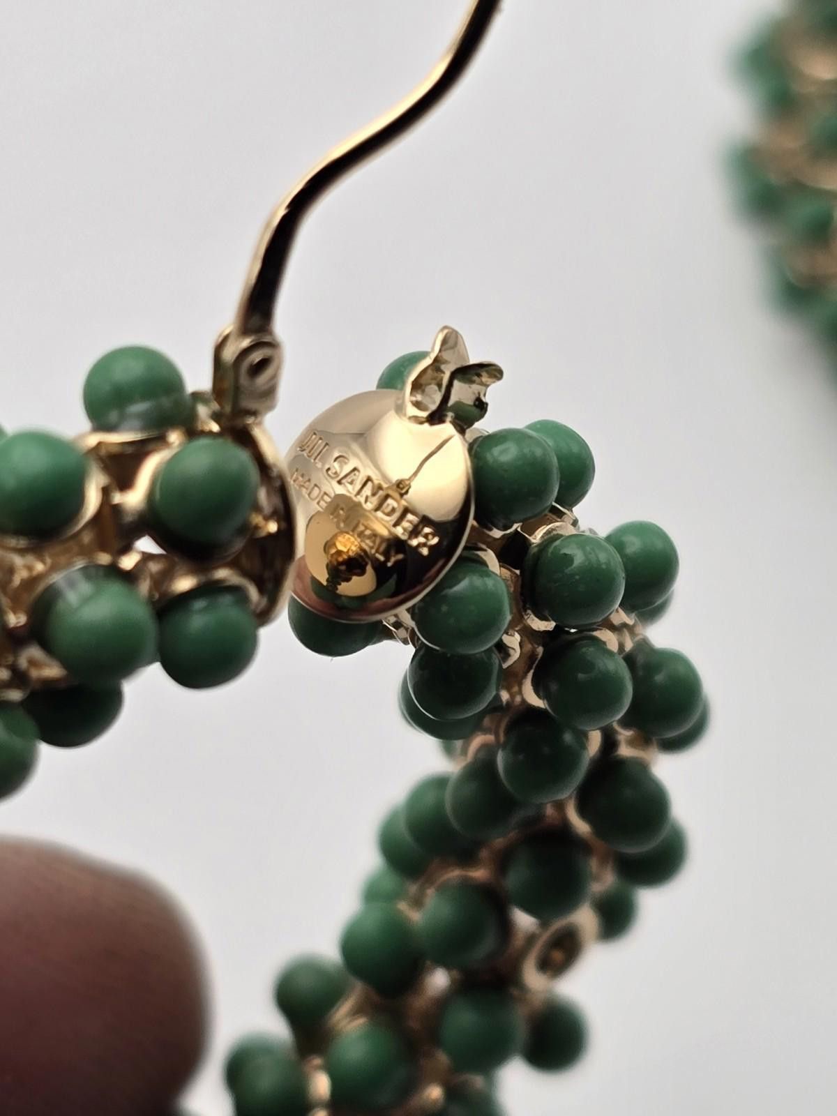 Jil Sander Jil Sander Green Beaded Hoop Earrings- Statement Size ONE SIZE - 4 Thumbnail