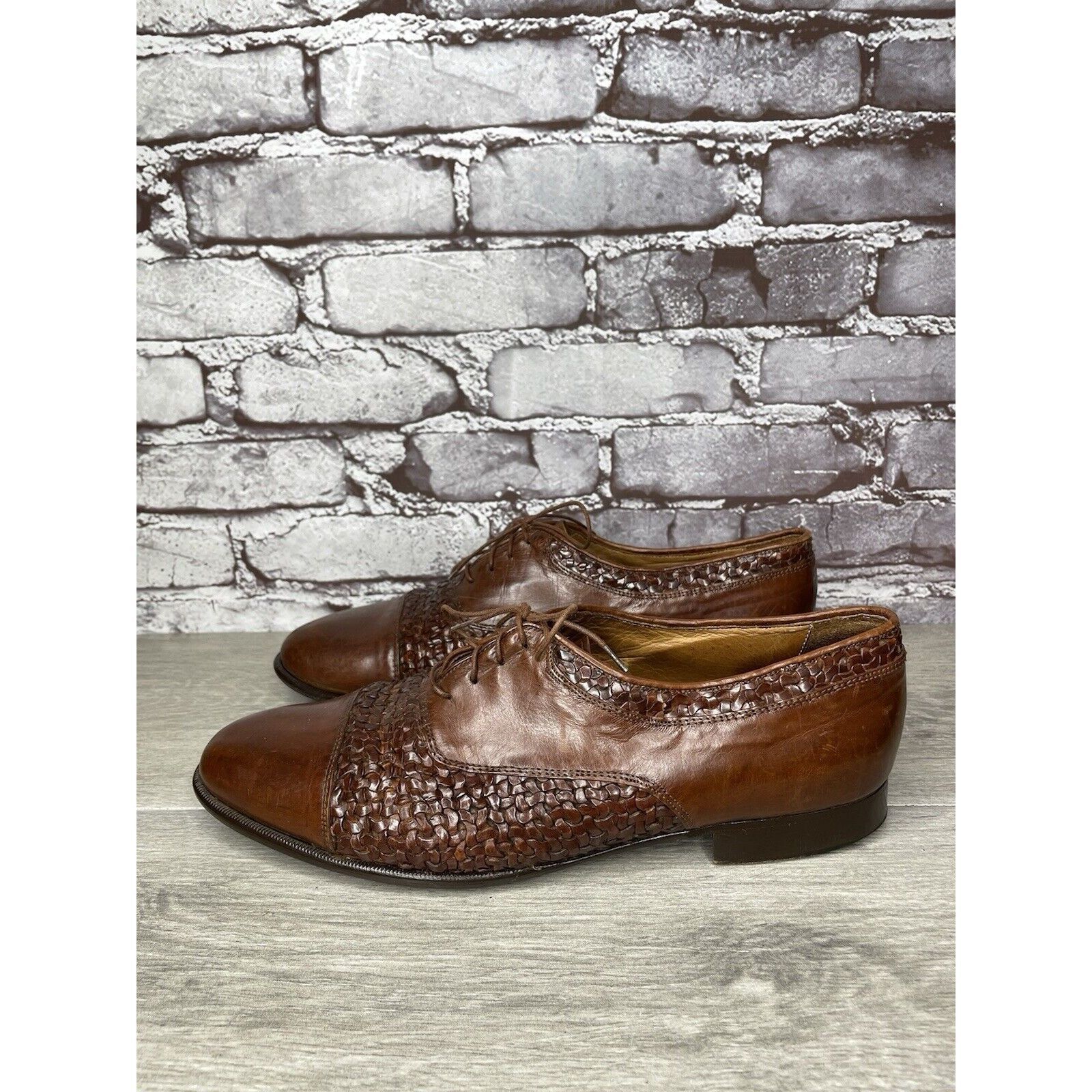 Johnston & Murphy Johnston Murphy Domani Brown Leather Cap Toe Basketweave Lac Size US 10.5 / EU 43-44 - 17 Thumbnail