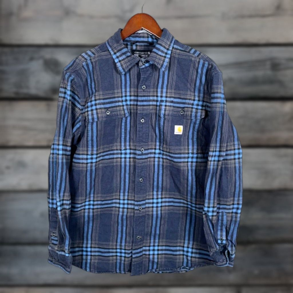 Carhartt VINTAGE Carhartt Flannel Shirt Mens Medium Blue Plaid 105947 412 Loose Fit Heavyweight Size US M / EU 48-50 / 2 - 1 Thumbnail