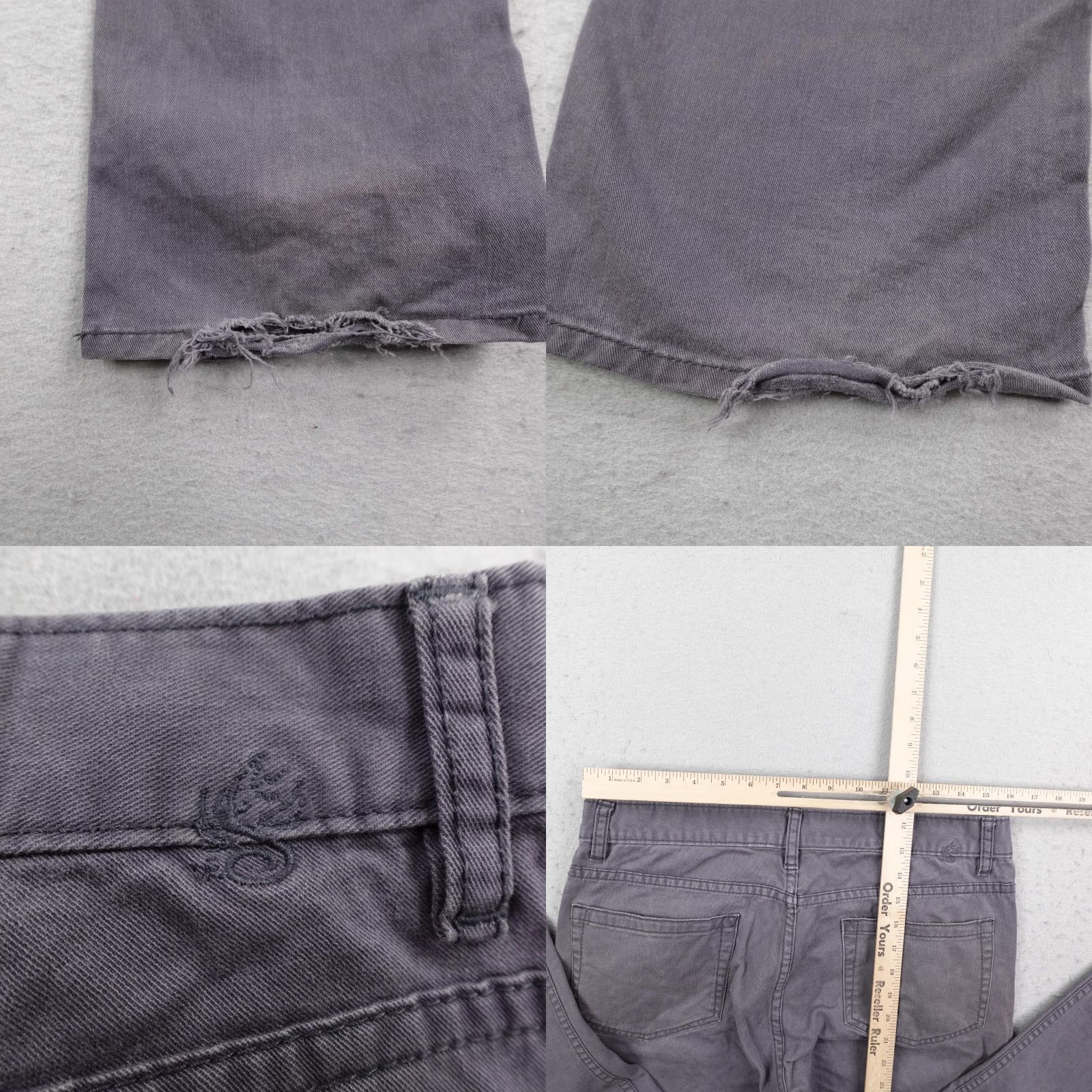 RVCA RVCA Pants Mens 33 Gray Chino Distressed Grunge Skater Leather Leo Romero Size US 33 - 8 Thumbnail