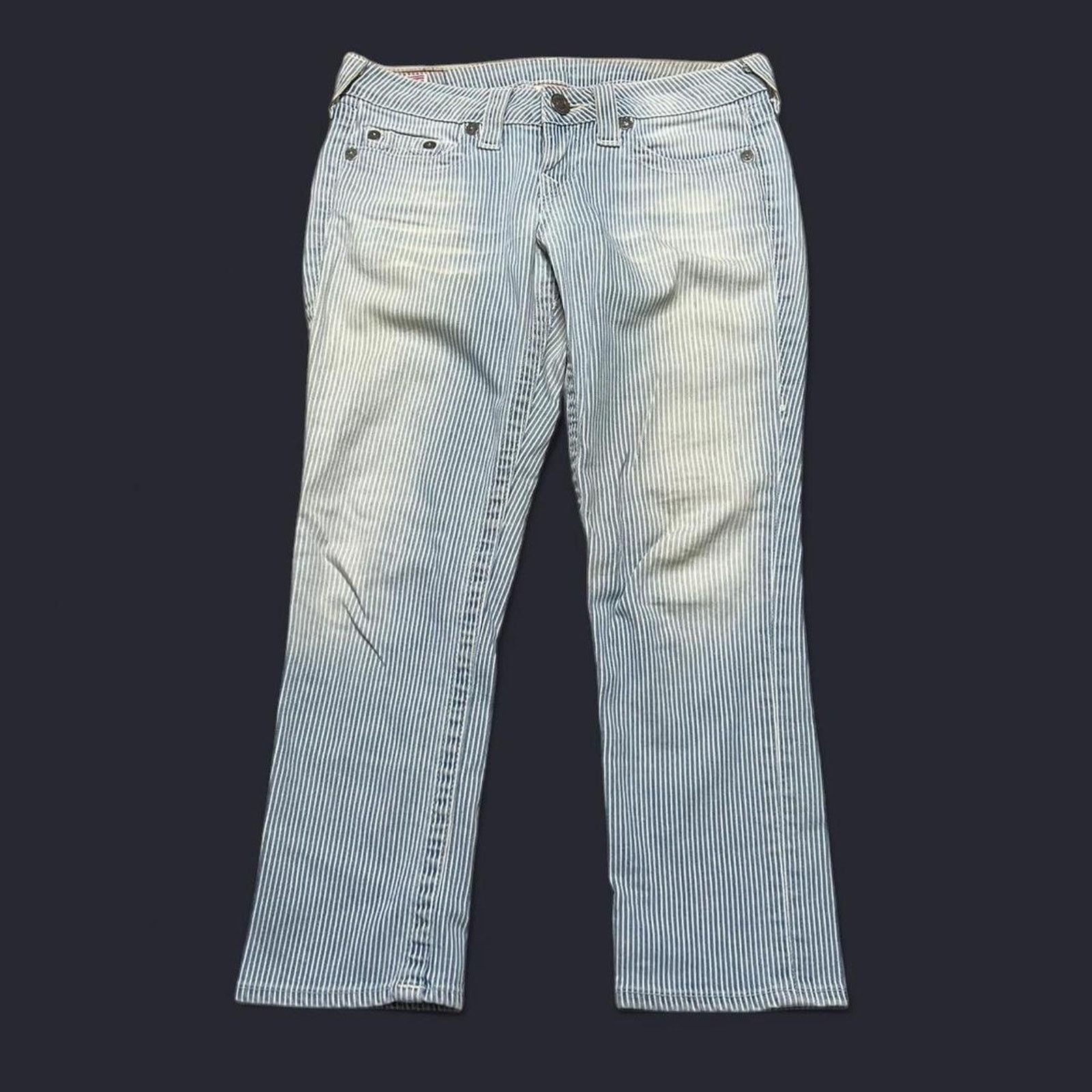 True Religion True Religion Women’s White & Blue Capri Crop Pants - 26 Size 26" / US 2 / IT 38 - 1 Thumbnail
