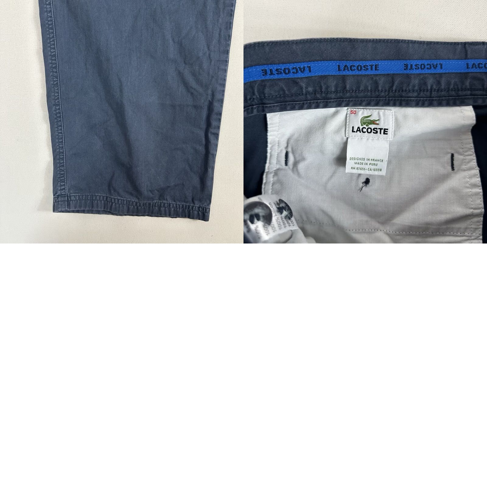 Lacoste Lacoste Chino Pants Men Regular Fit Blue Cotton EU 50 38x29 Preppy Size US 38 / EU 54 - 8 Thumbnail