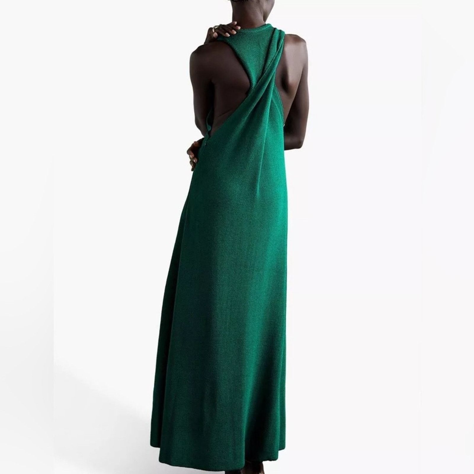 Proenza Schouler PROENZA SCHOULER Embellished Knitted Maxi Dress Green SZ. L Size L / US 10 / IT 46 - 3 Thumbnail