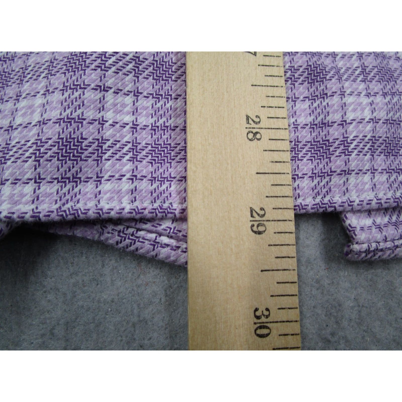 David Donahue David Donahue Dress Shirt Mens 16.5 34/35 Purple Plaid Trim Fit Button Front Size 34R - 7 Thumbnail