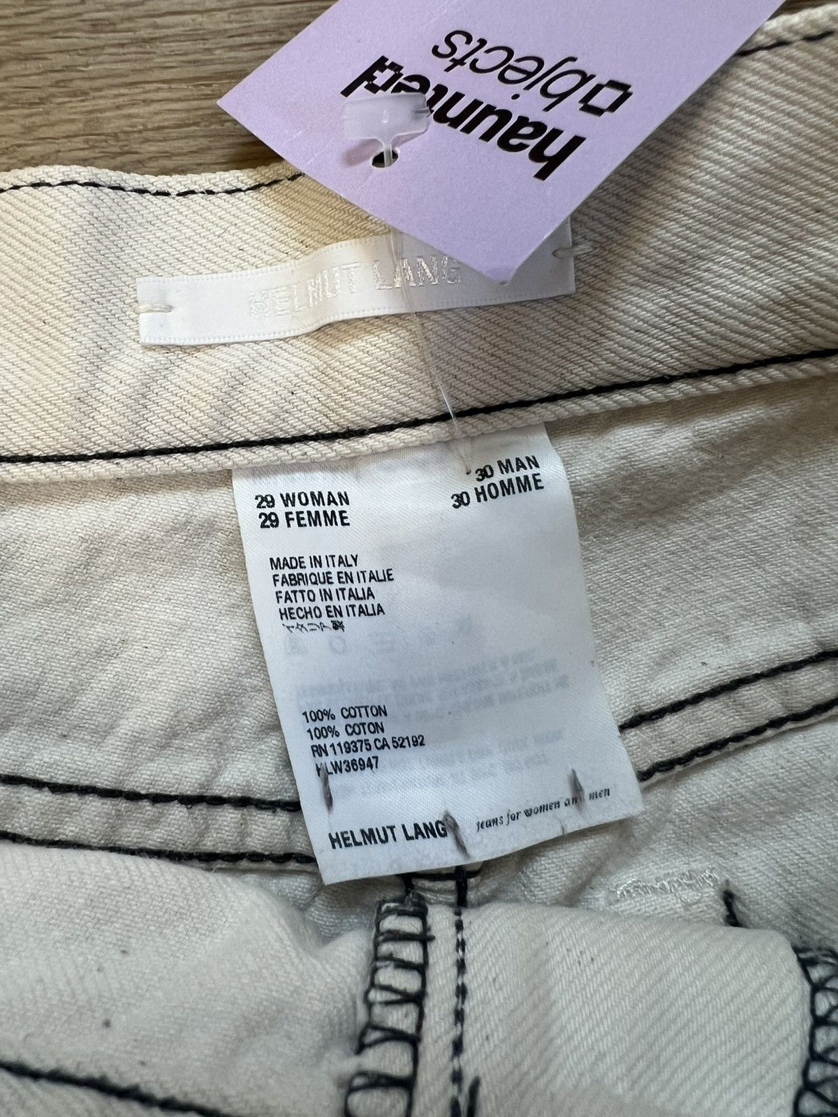 Helmut Lang Contrast Stitch White Flare Denim Denim