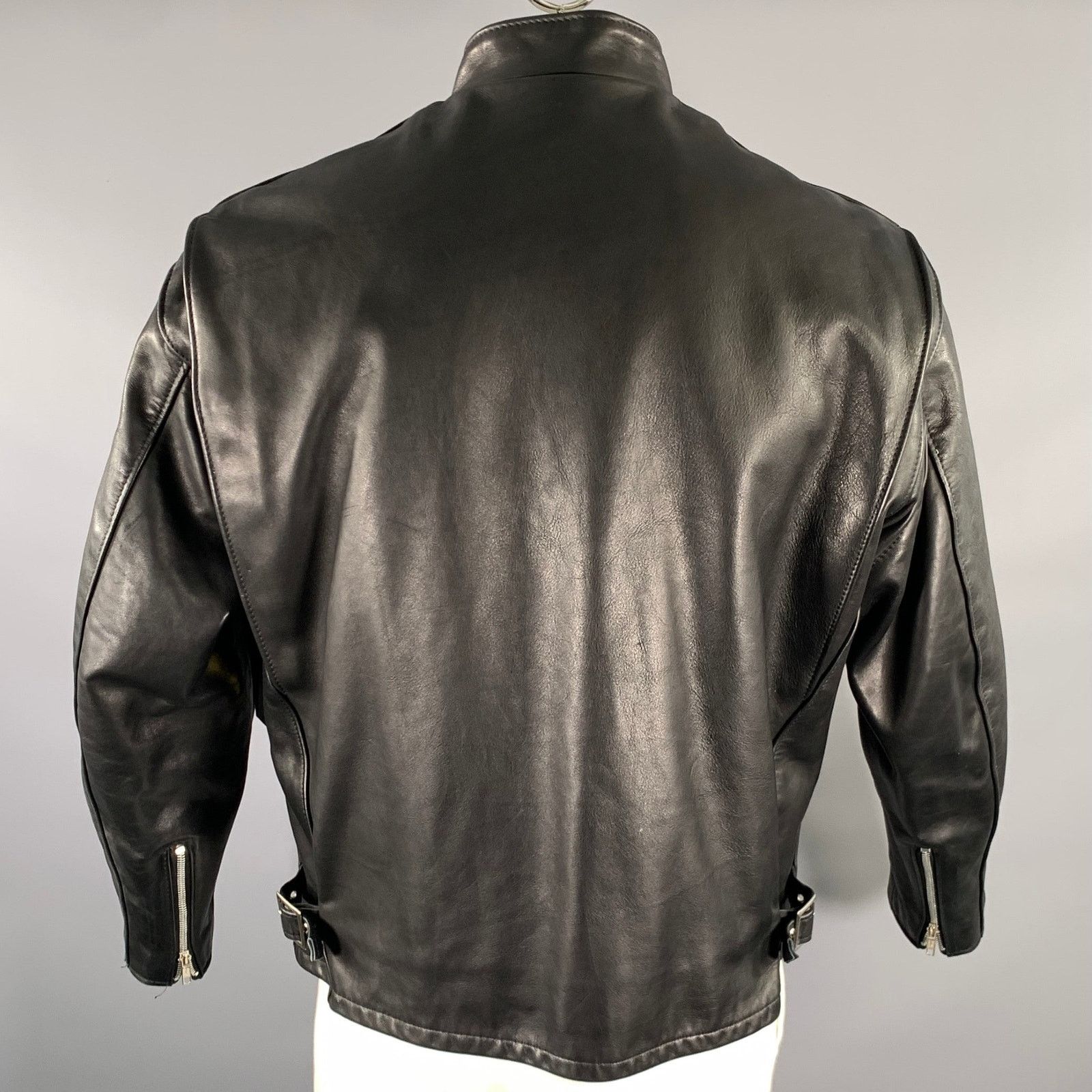 Schott SCHOTT Size 46 Black Leather Moto Racer Jacket Size US XL / EU 56 / 4 - 4 Thumbnail