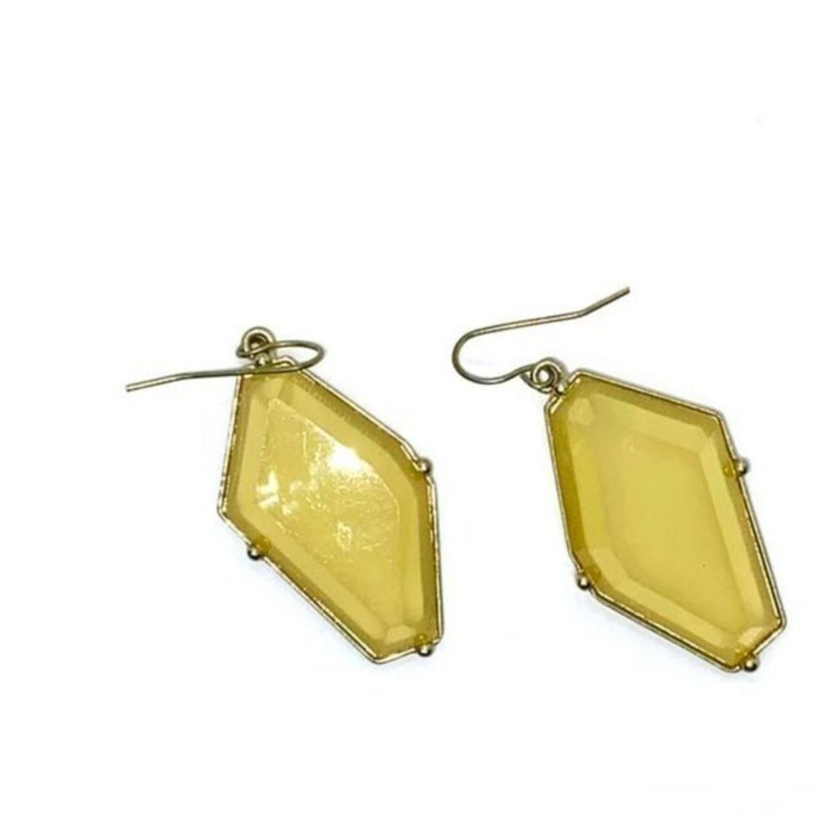Handmade Yellow Stone Gold-Tone Hardware Dangle Earrings Size ONE SIZE - 2 Thumbnail