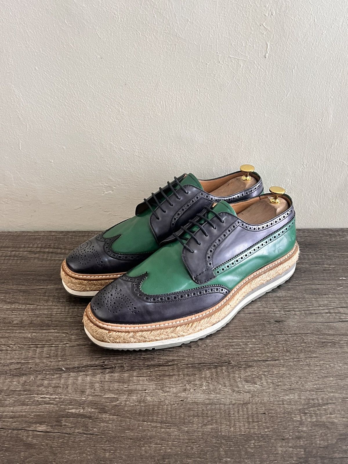 Prada Prada Wingtip Woven Sole Brogues Size US 10 / EU 43 - 3 Thumbnail
