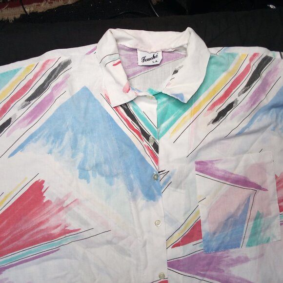 Vintage Vintage Touche Abstract Geometric Strokes Shirt Blouse Size XXL / US 16-18 / IT 52-54 - 1 Thumbnail