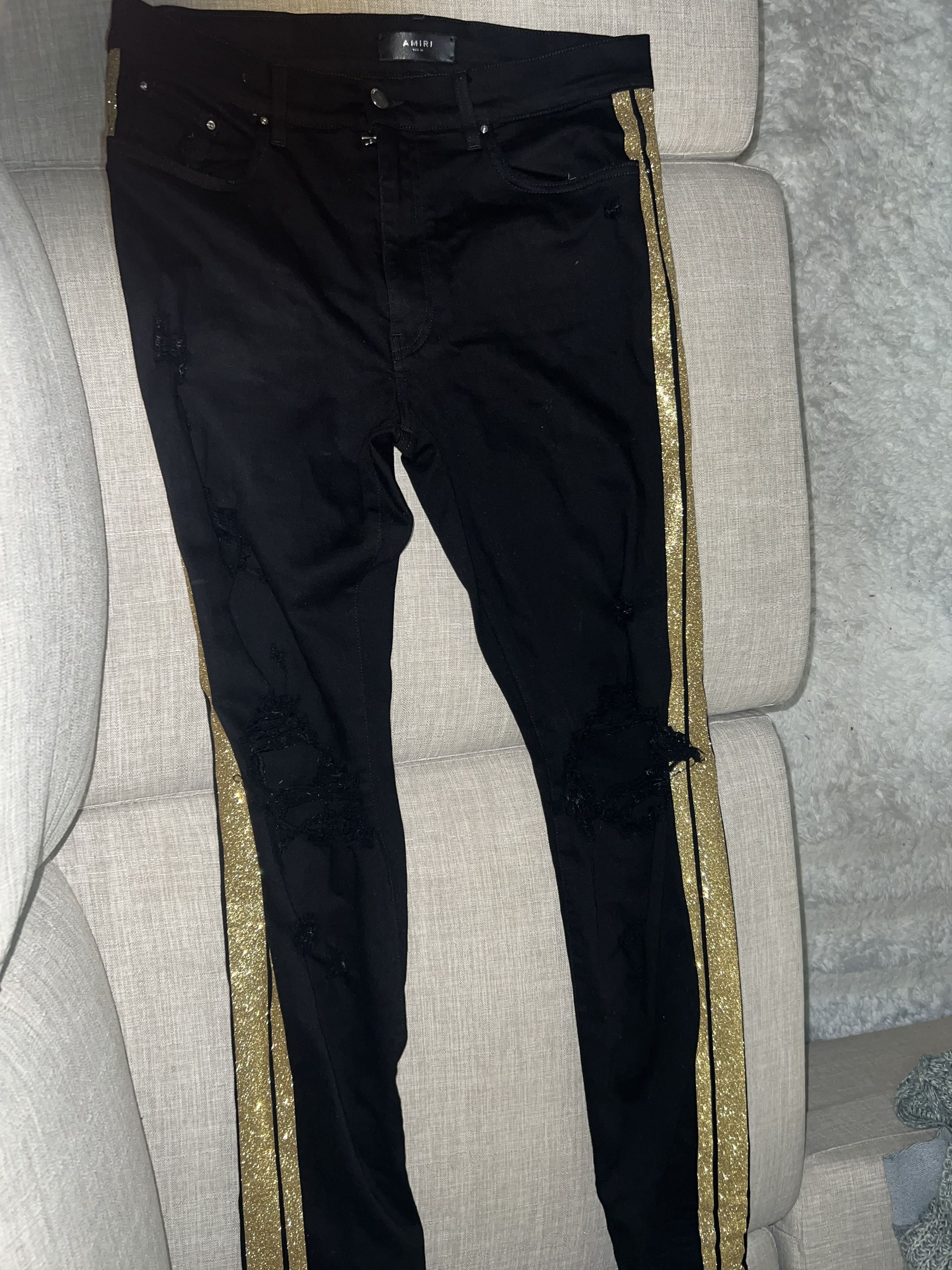 Amiri Black and Gold Glitter Amiri Size US 36 / EU 52 - 9 Thumbnail