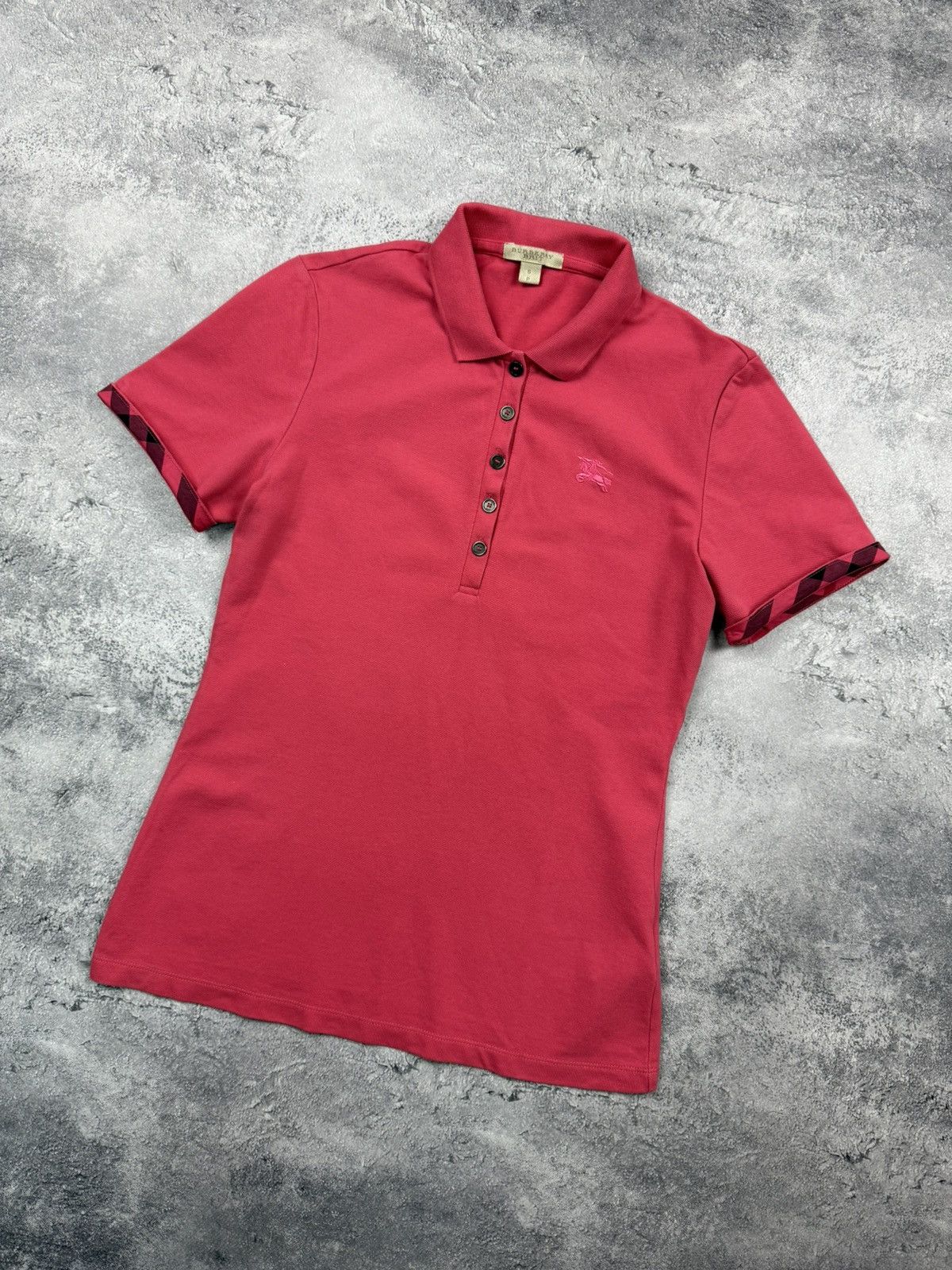 Burberry Burberry Brit Nova Check Pink Polo T-Shirt Y2K Tee Luxury Size S / US 4 / IT 40 - 4 Thumbnail