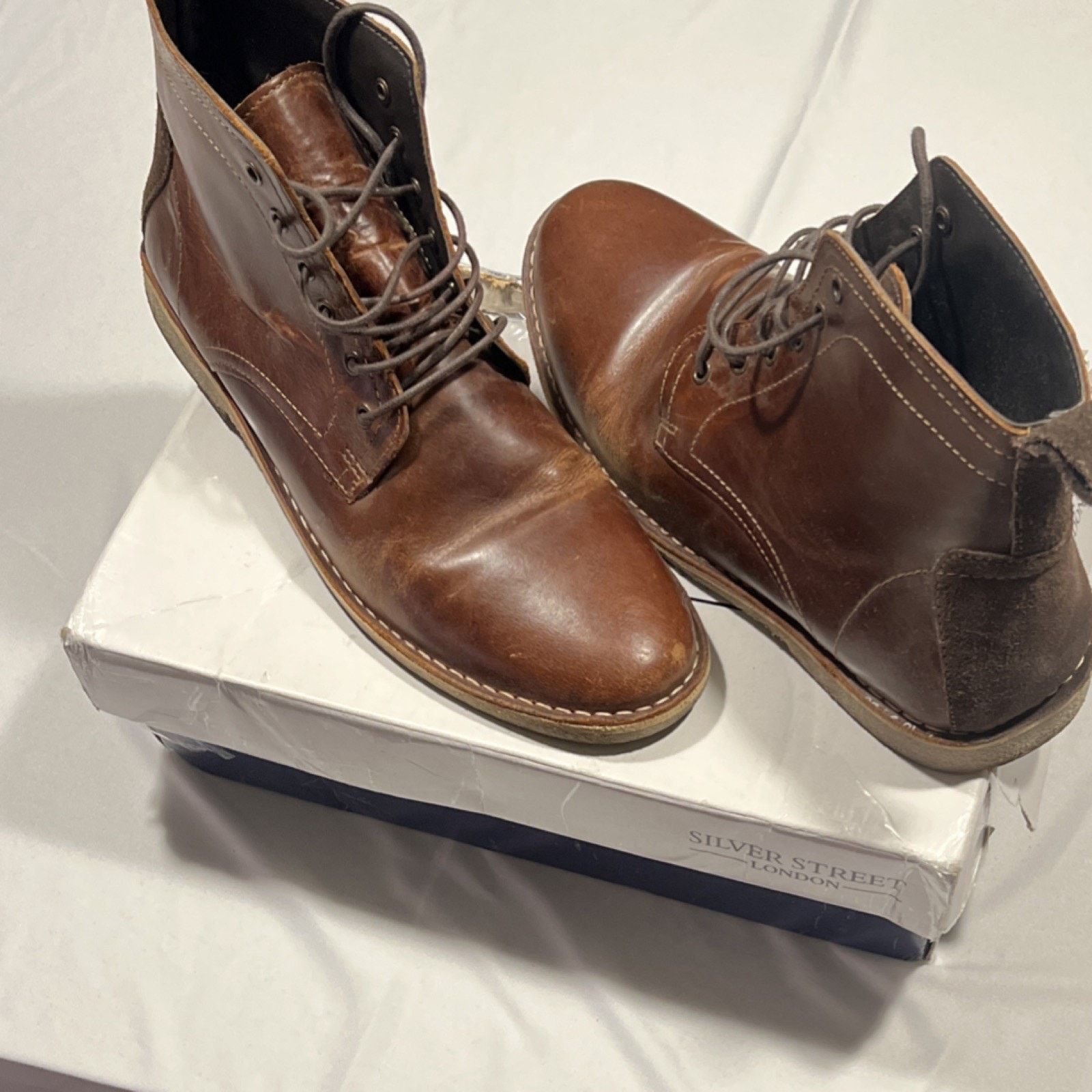 The Unbranded Brand Silver Street London Brown Leather Men's Ankle Boots Size US 10.5 / EU 43-44 - 2 Thumbnail