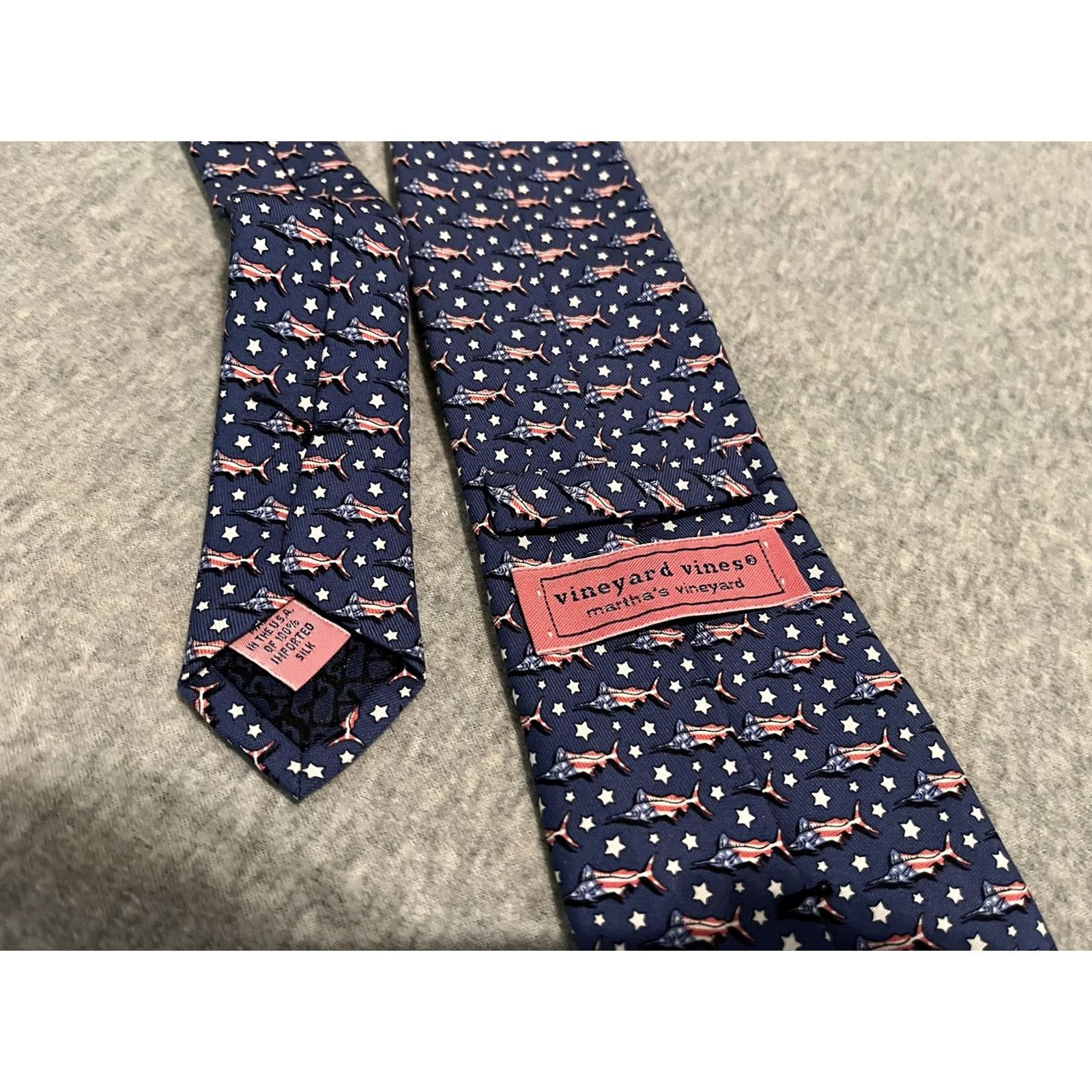 Vineyard Vines Vineyard Vines Silk Tie USA Flag Swordfish 2017 Blue Long Men Mens Tie Silk 61" Size ONE SIZE - 2 Thumbnail