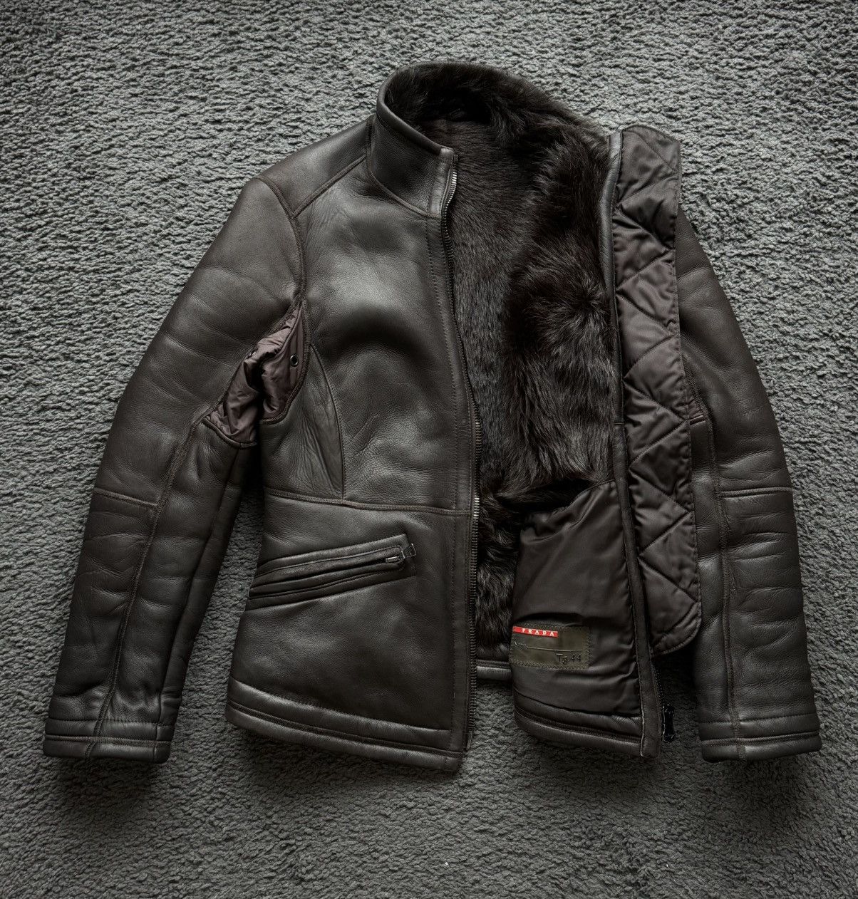 Prada Prada red tab shearling motorcycle jacket Size M / US 6-8 / IT 42-44 - 3 Thumbnail