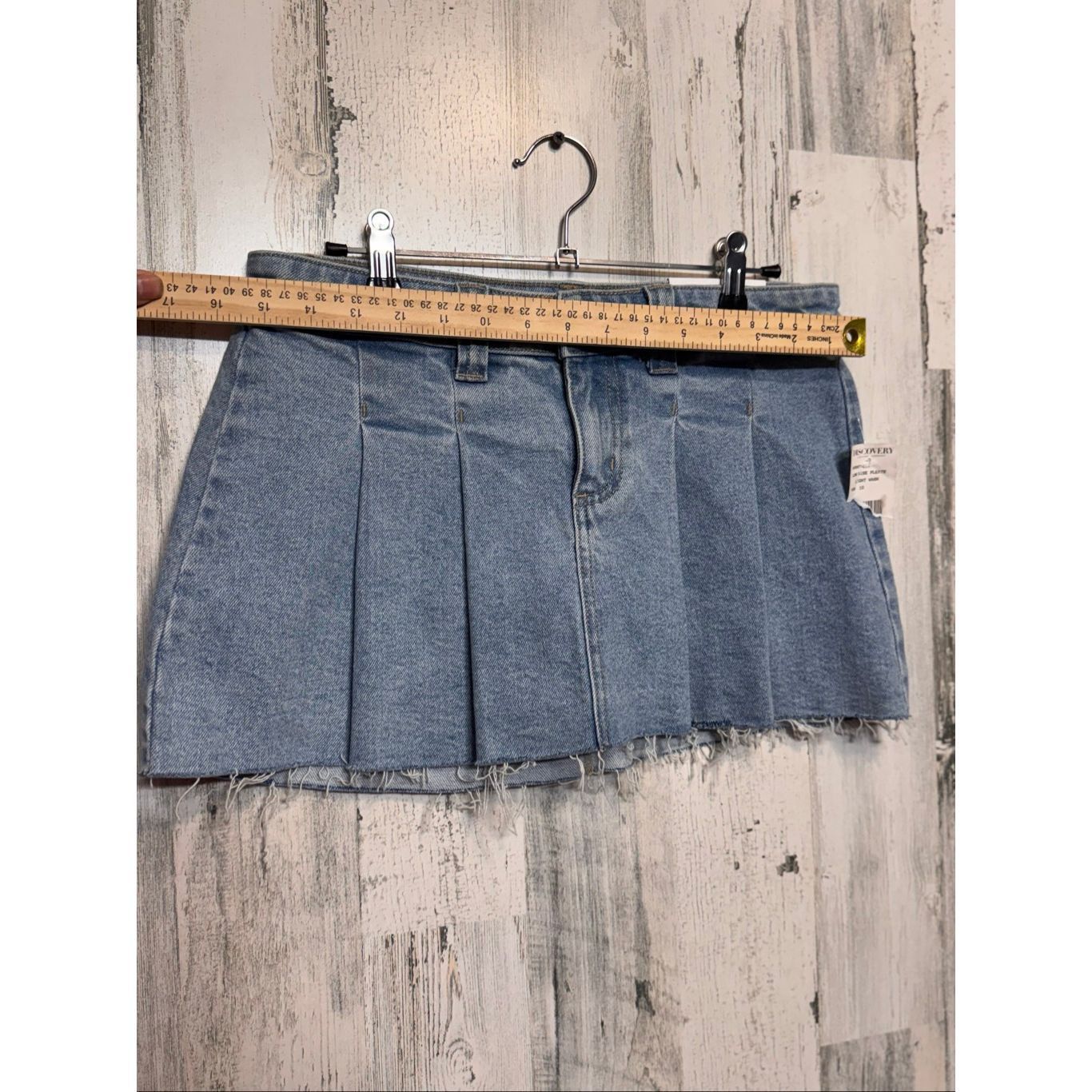 Other Cello Blue Denim Pleated Mini Skirt | Raw Hem Jean Skirt Size Small Size 26" / US 2 / IT 38 - 7 Thumbnail