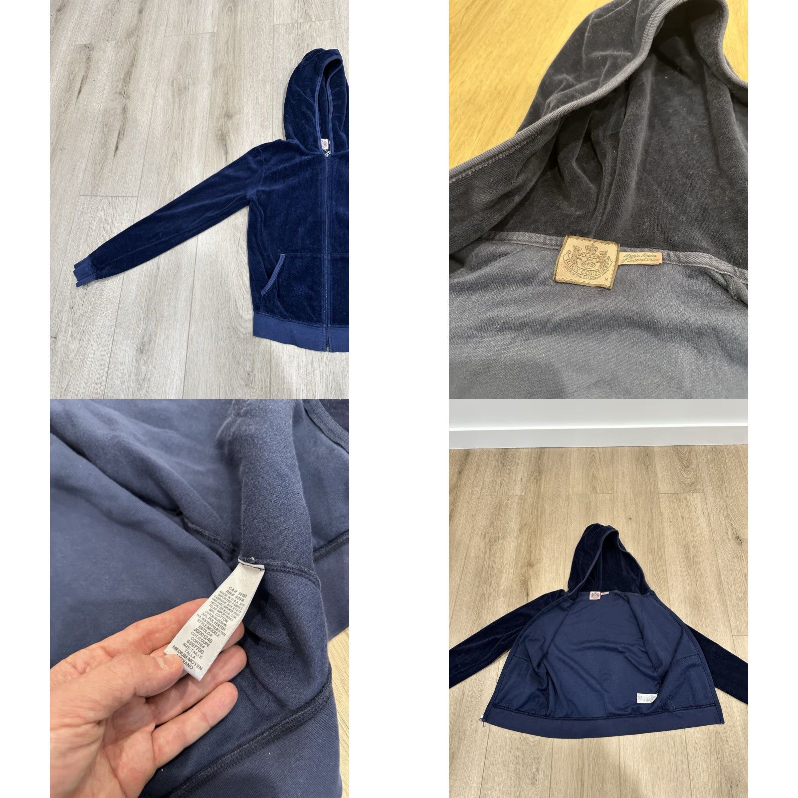 Juicy Couture VINTAGE Juicy Couture Prep School Navy Velour Zip Up Jacket Women’s Medium Size M / US 6-8 / IT 42-44 - 8 Thumbnail