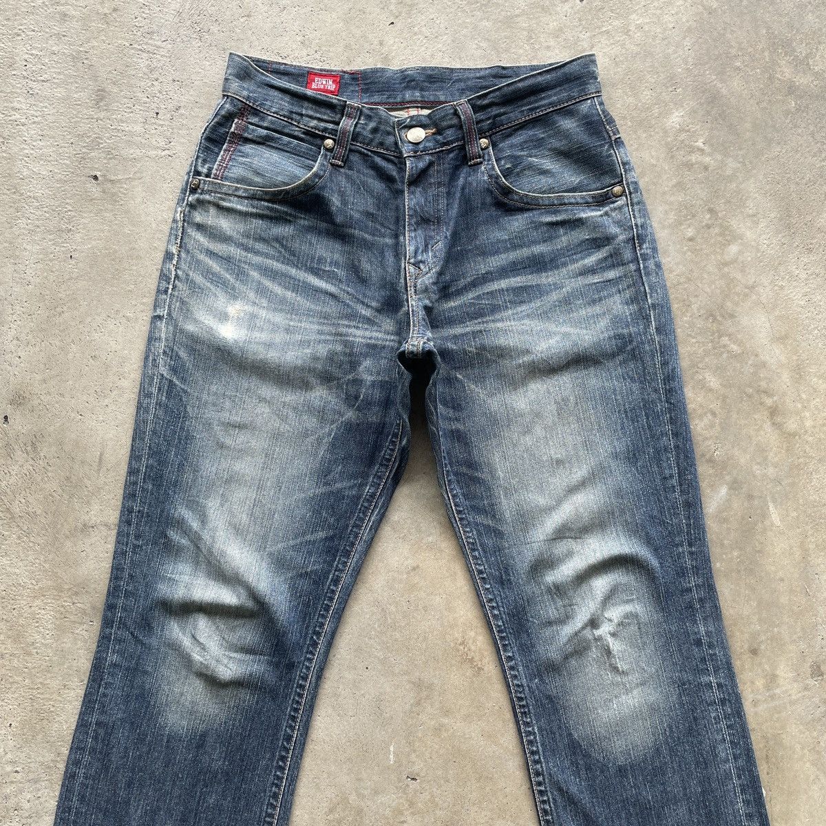 Edwin × Jean × Vintage Vintage Edwin Blue Trip Faded Denim Jeans Pants W31x33 Size US 31 - 3 Thumbnail