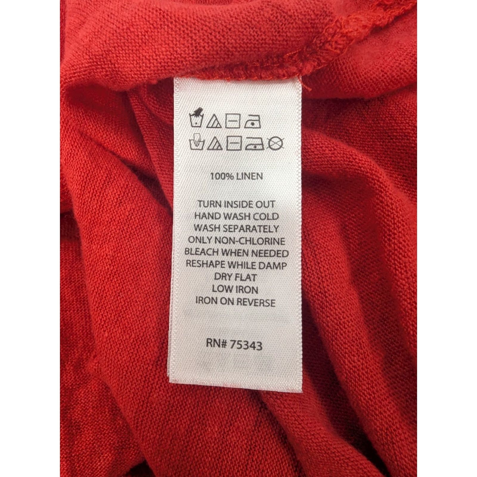 Vintage Tahari Women's Knit Linen Shirt 1X Red V-Neck Short Sleeve Plus Size Tee Shirt Womens Size XL / US 12-14 / IT 48-50 - 7 Thumbnail