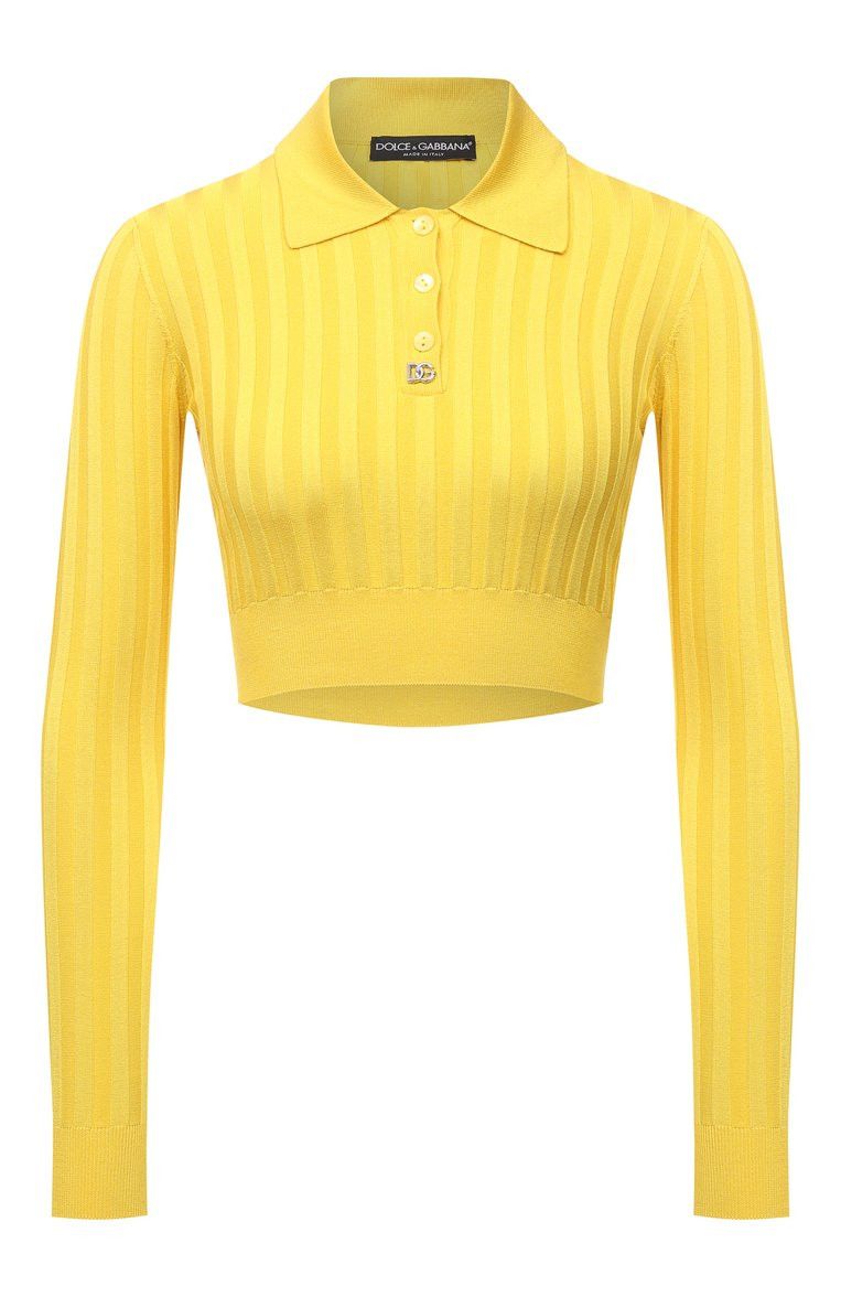 Dolce & Gabbana o1y0925 Polo Sweater in Yellow Size L / US 10 / IT 46 - 1 Thumbnail