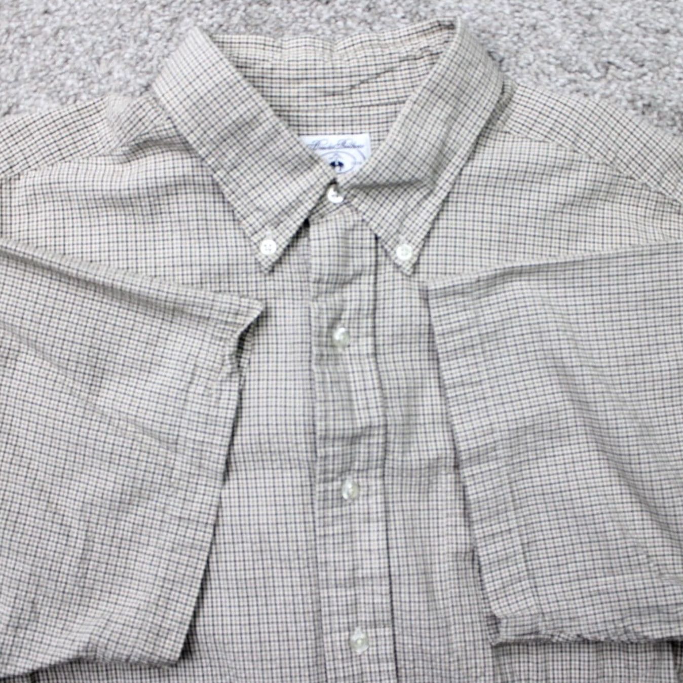 Brooks Brothers Brooks Brothers Sport Shirt Mens Large Beige/Black Cotton Short Sleeve Button-Up Shirt Size US L / EU 52-54 / 3 - 2 Thumbnail
