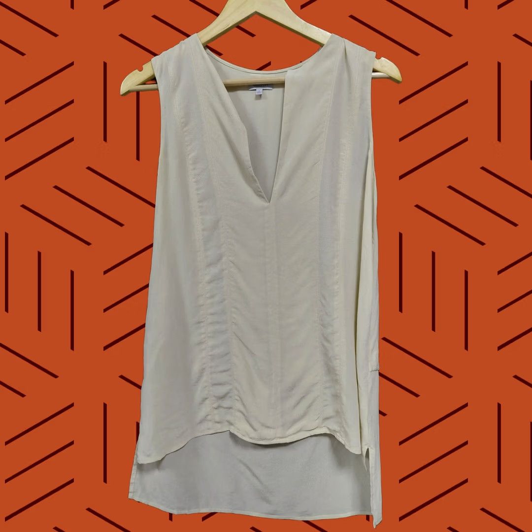 Trippen Crippen Lea Top 100% Silk Beige Sleeveless Women's Size S Size S / US 4 / IT 40 - 1 Thumbnail