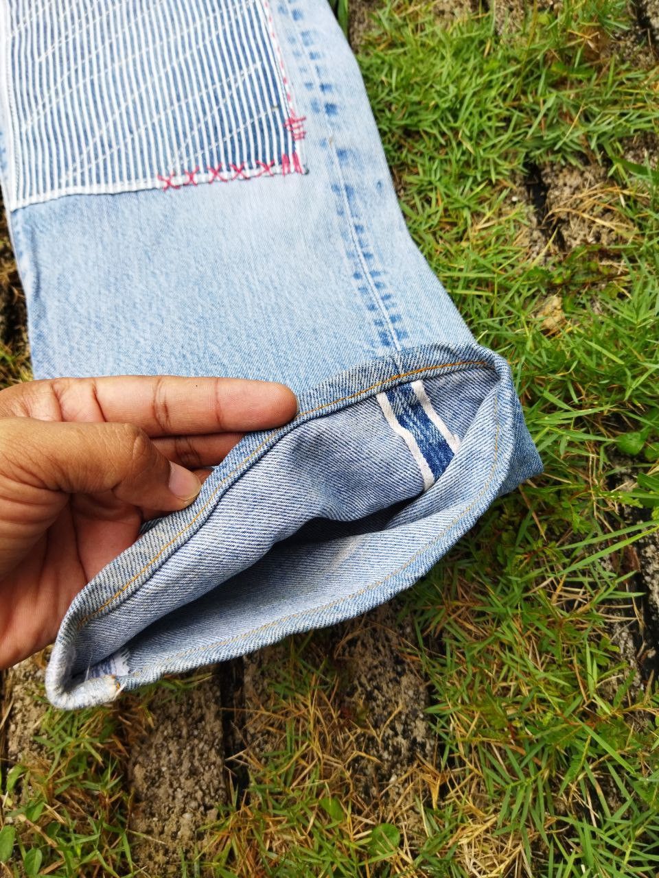 Levi's Vintage Clothing Levis Vintage 501 Redline Custom Boro Patchwork Jeans Size US 34 / EU 50 - 5 Thumbnail