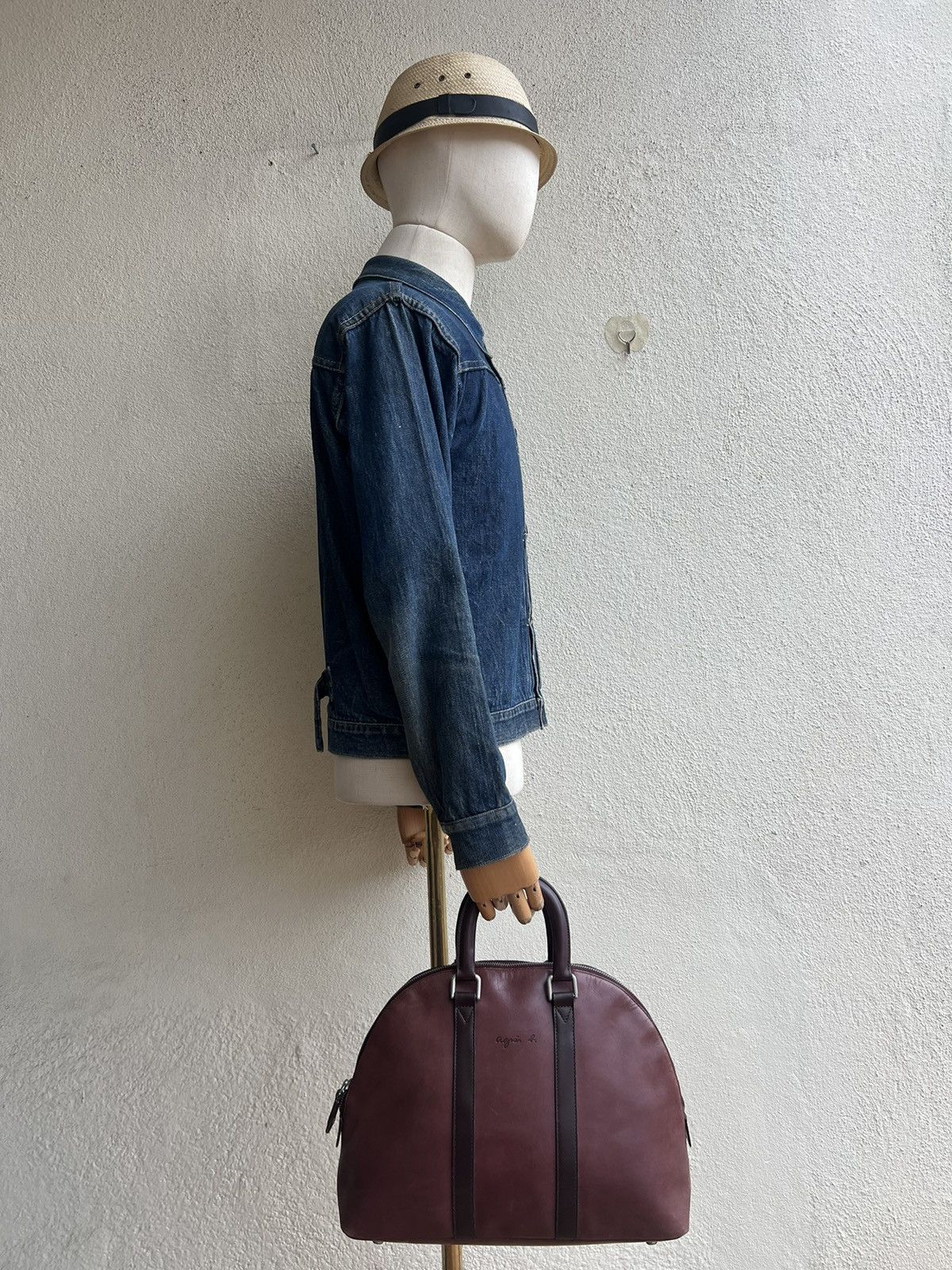 agnes b. Vintage Agnes B. Voyage Distress Fade Patina Leather Bag Size ONE SIZE - 3 Thumbnail