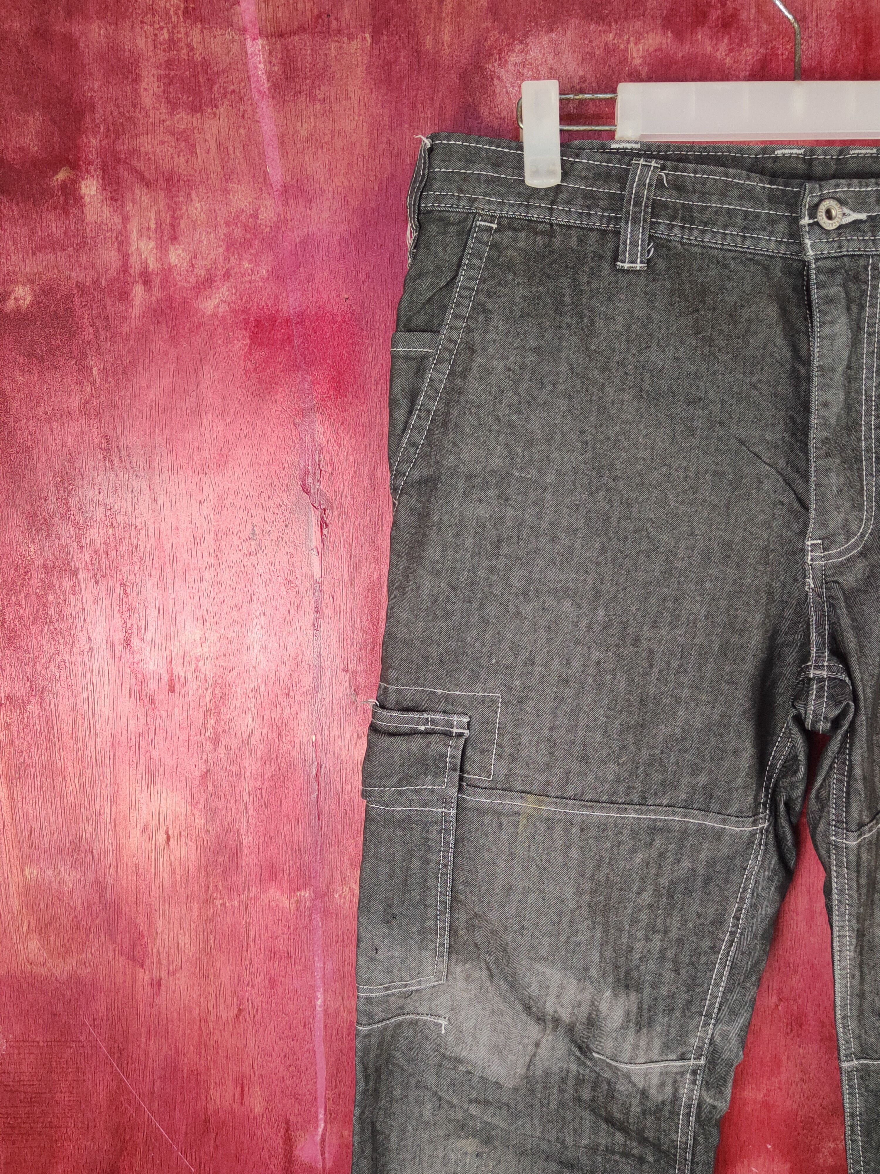 Japanese Brand Dogman Black Faded Multipocket Soft Jeans #S1877 Size US 35 - 3 Thumbnail