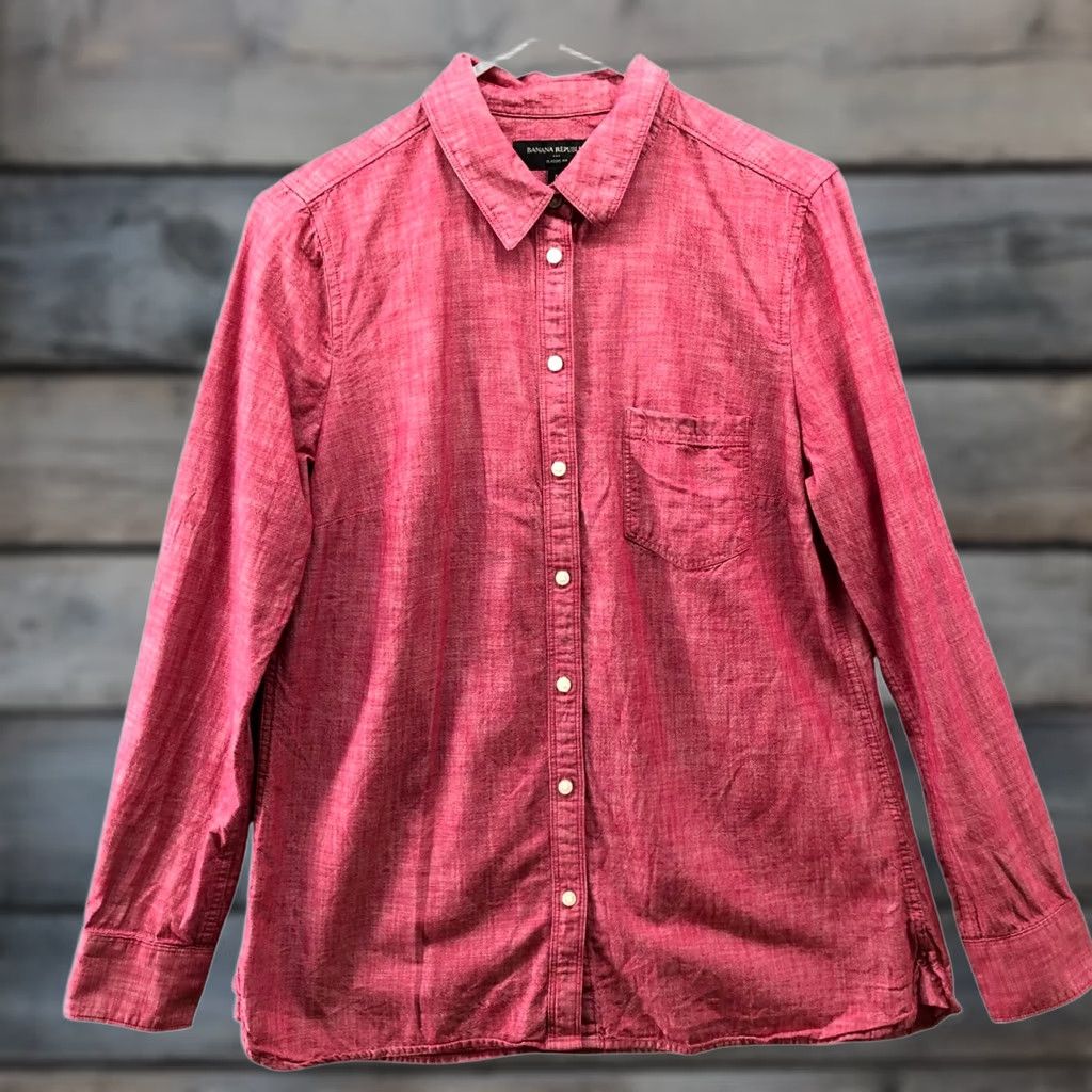 Banana Republic Banana Republic Shirt Mens M Pink Long Sleeve Button-Up Classic Fit Cotton Knit Collar Shirt Mens M Pink Long Sleeve Button-Up Size US M / EU 48-50 / 2 - 1 Thumbnail
