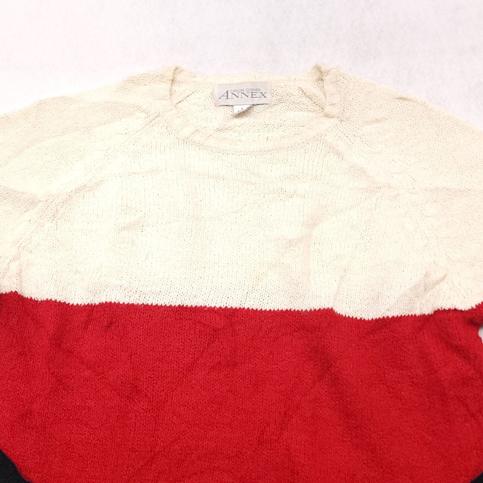 Annex Annex Pullover Cotton Sweater Womens Size L White Red Black Size L / US 10 / IT 46 - 1 Thumbnail