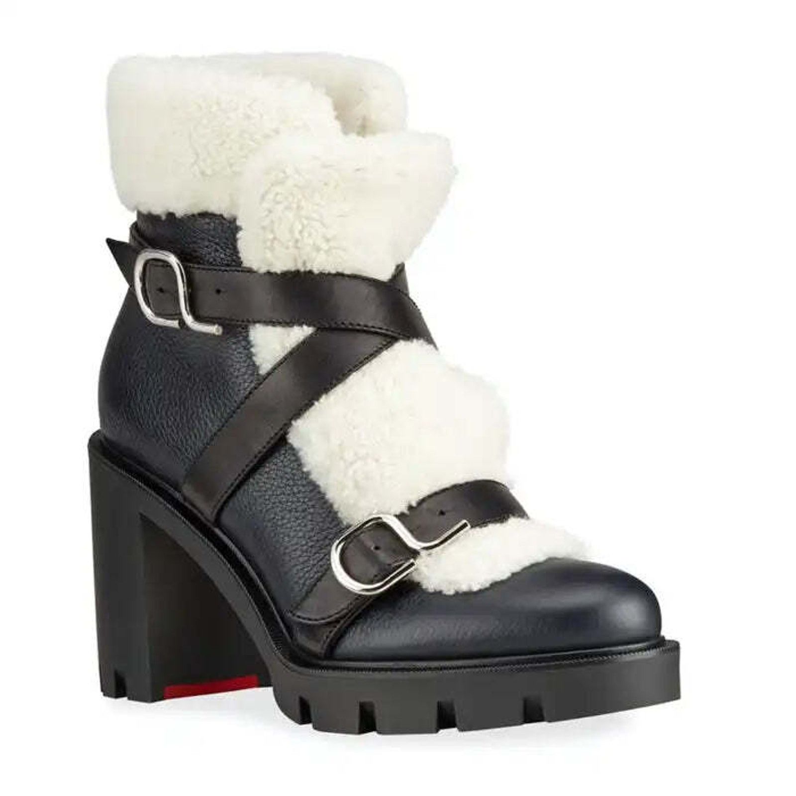 Christian Louboutin Christian Louboutin Pole Chic 70 Black Leather Shearling Size US 9 / IT 39 - 4 Thumbnail