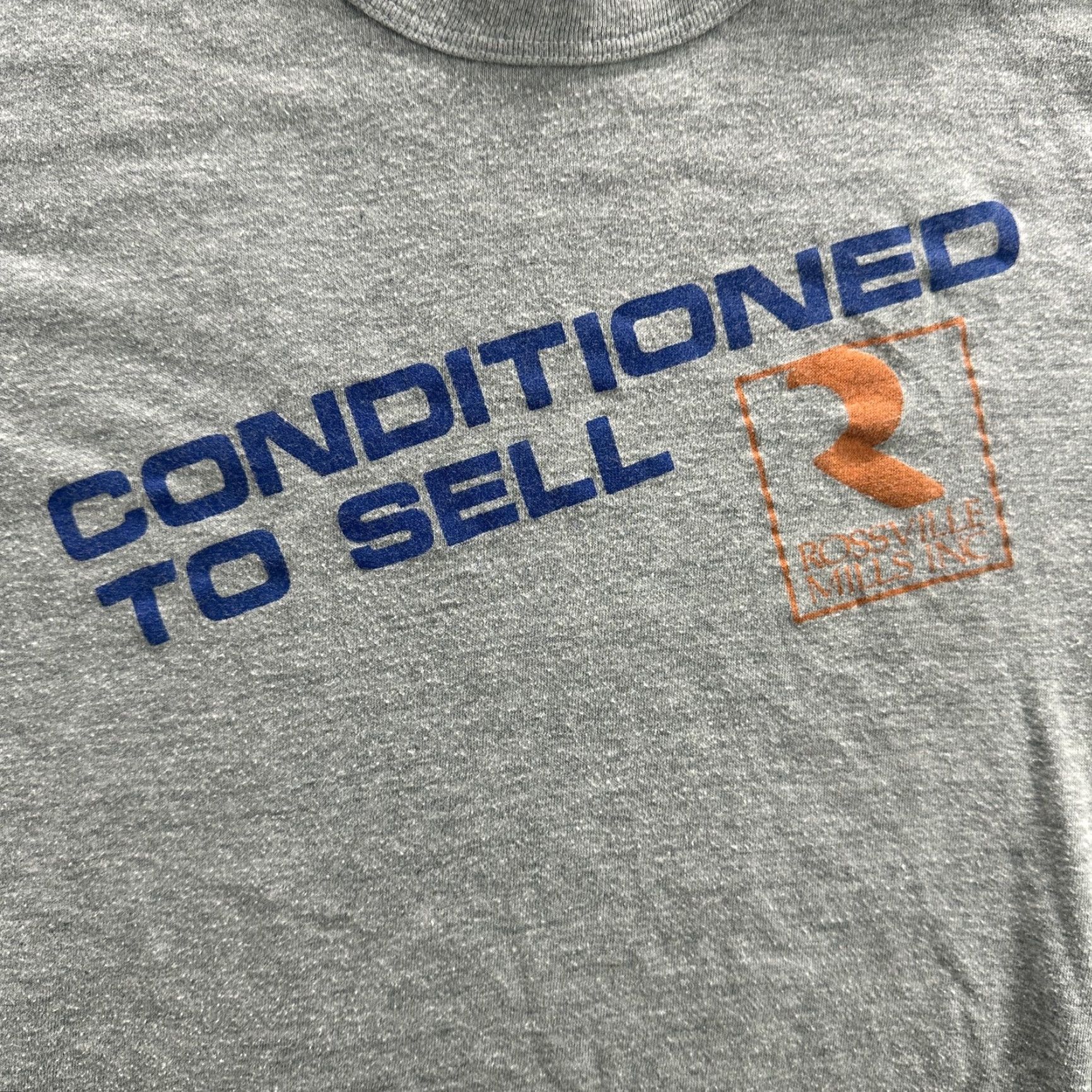 Hanes VINTAGE Roseville Mills Shirt Mens Medium Gray Conditioned To Sell Promo Tee 80s Size US M / EU 48-50 / 2 - 7 Thumbnail