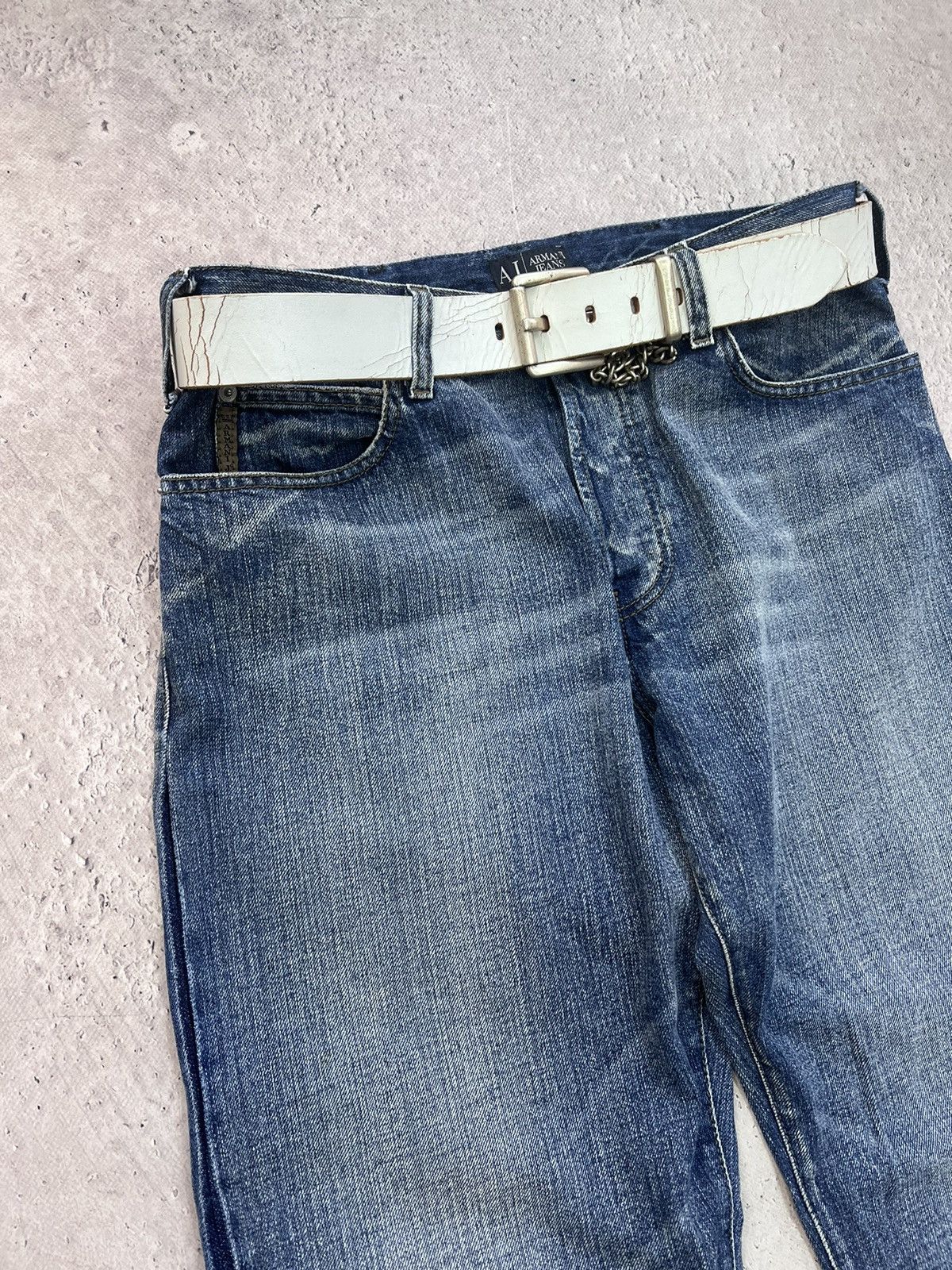 Emporio Armani Vintage Rick Owens Balenciaga Style Armani Jeans Washed 90s Size US 32 / EU 48 - 4 Thumbnail