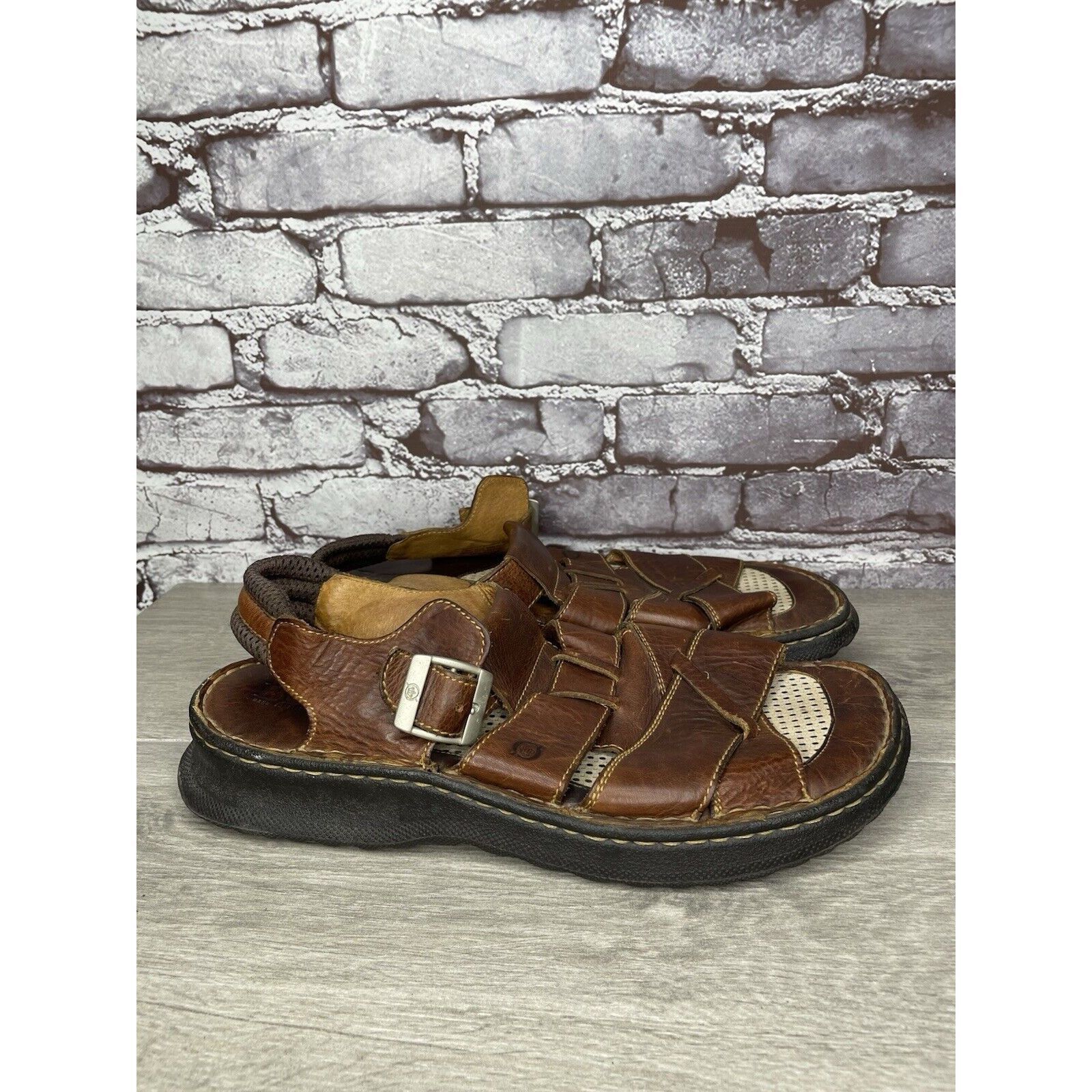 Born Born Brown Leather Fisherman Comfort Strap Casual Sandals Me Size US 12 / EU 45 - 2 Thumbnail