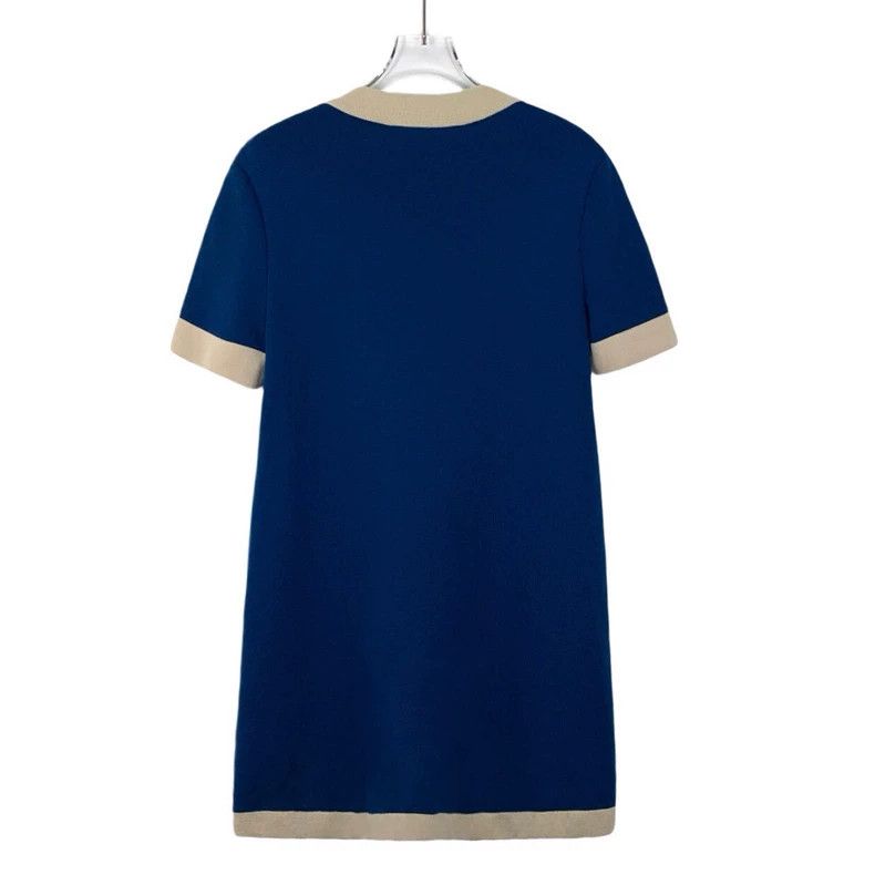 Gucci Gucci Dark blue logo embroidered wool round-neck short-sle Size S / US 4 / IT 40 - 2 Thumbnail