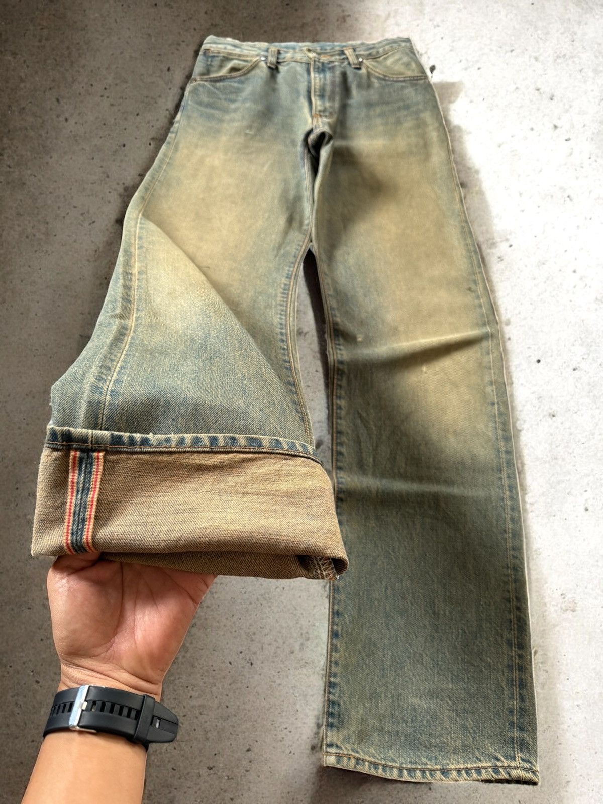 Japanese Brand Vintage Wrangler Earthy Mud Wash Selvedge Straight Jeans Size US 28 / EU 44 - 1 Thumbnail