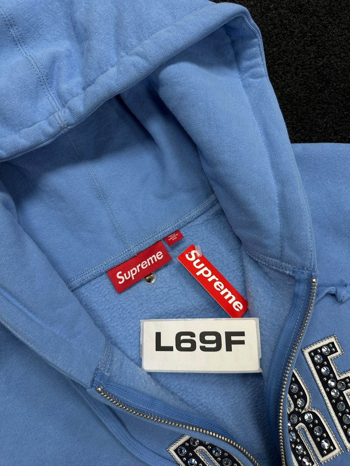 B.B. Simon × Supreme Supreme b.b. Simon Studded Zip Up Hoodie Baby Blue Size US M / EU 48-50 / 2 - 4 Thumbnail
