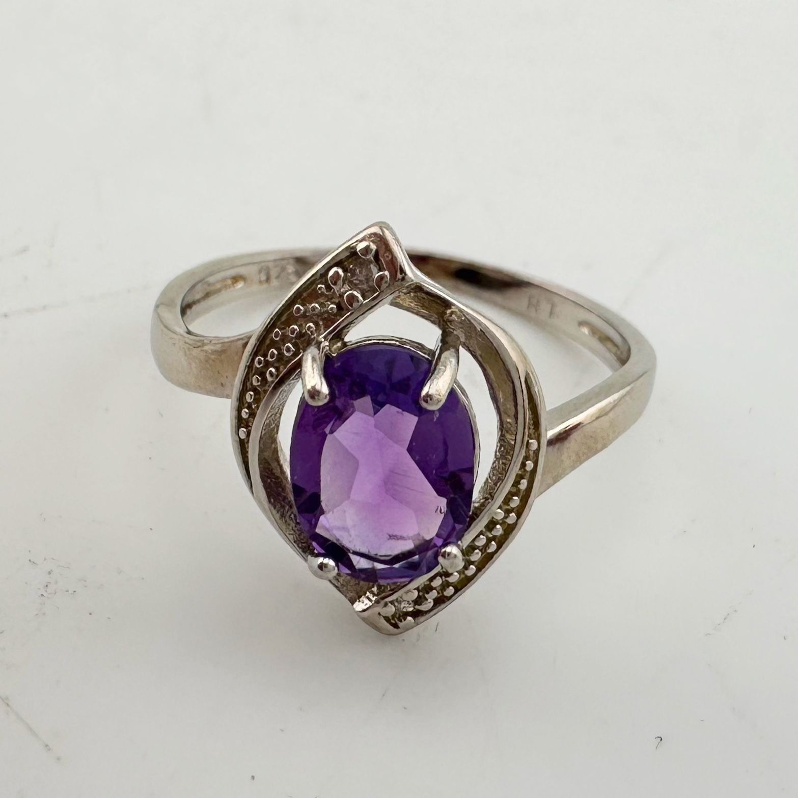 Other 1.11 Carat Amethyst Ring with Diamond Accent - Sterling Silv Size ONE SIZE - 15 Thumbnail