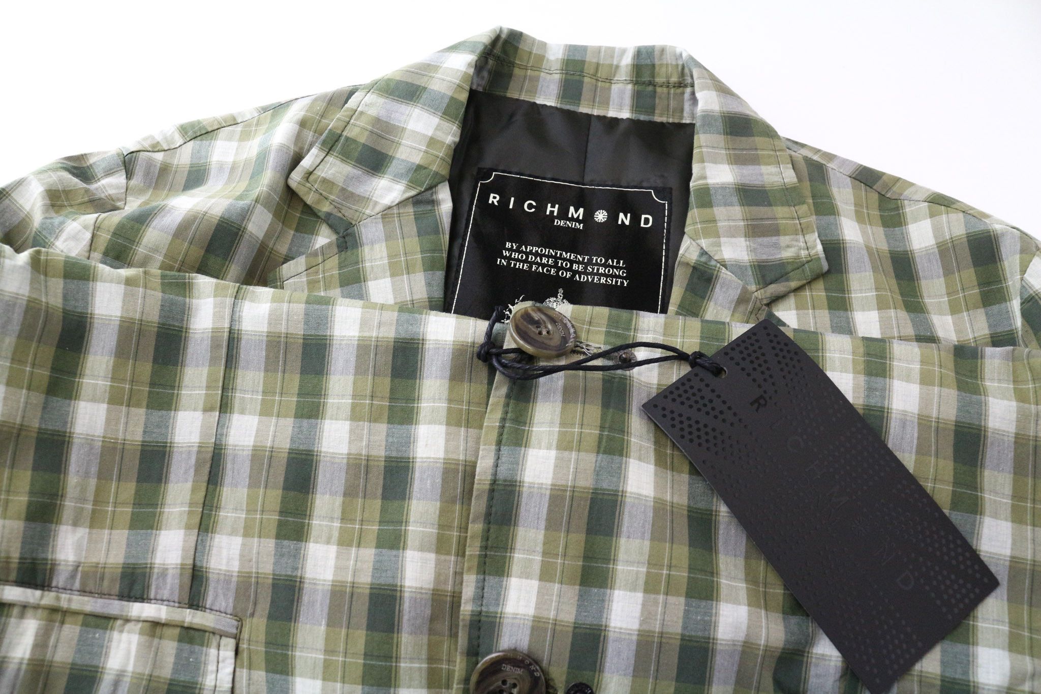John Richmond 48 Green Linen Checked Single-Breasted Blazer 74038 Size 38R - 3 Thumbnail
