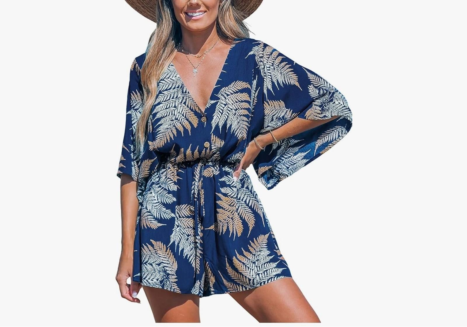 Other Women’s Boho Jumpsuit V-Neck Wide Leg Tie Waist Medium Size 32" / US 10 / IT 46 - 1 Thumbnail