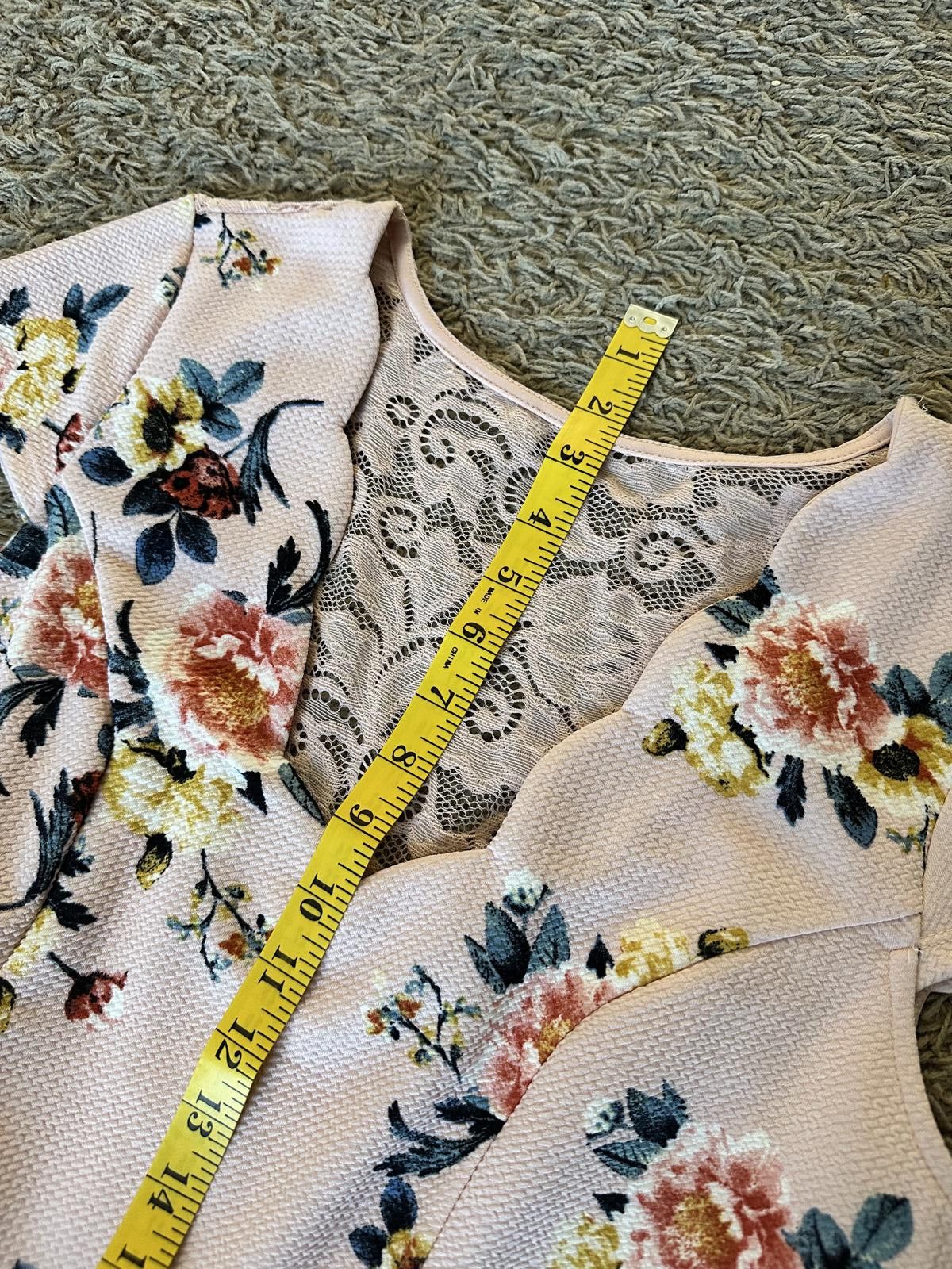 Designer Three Pink Hearts Floral Lace-Back Dress - XL Size XL / US 12-14 / IT 48-50 - 10 Thumbnail