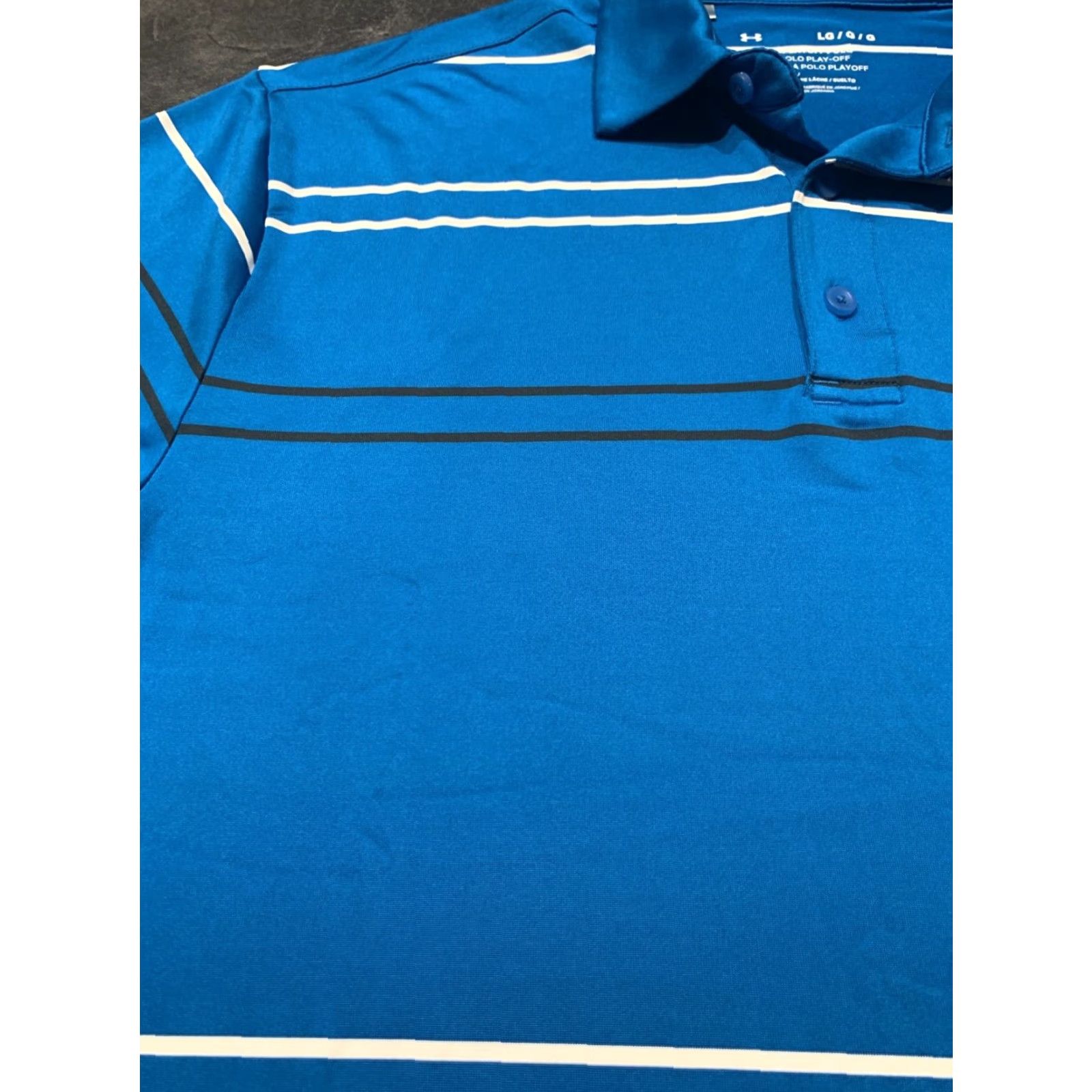 Under Armour Under Armour Polo Shirt Men Large Short Sleeve Blue Striped Golf Outdoor Spring Summer Size US L / EU 52-54 / 3 - 7 Thumbnail