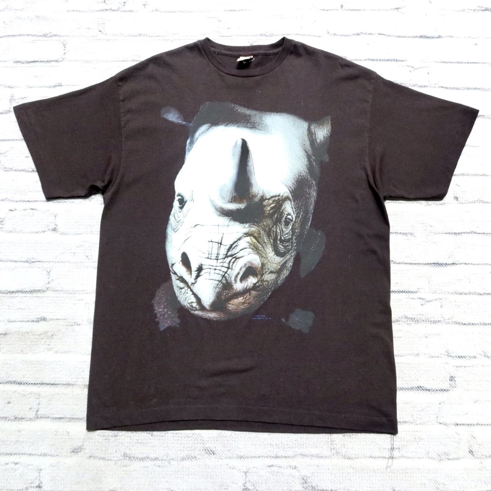 Vintage VINTAGE Rhino Shirt Mens T-Shirt L Black 90s graphic tee AOP Size US L / EU 52-54 / 3 - 2 Thumbnail